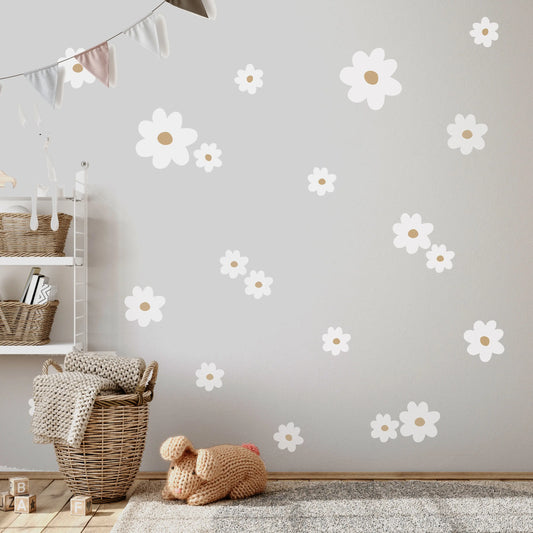 White Daisy Wall Stickers - Dizzy Duck Designs