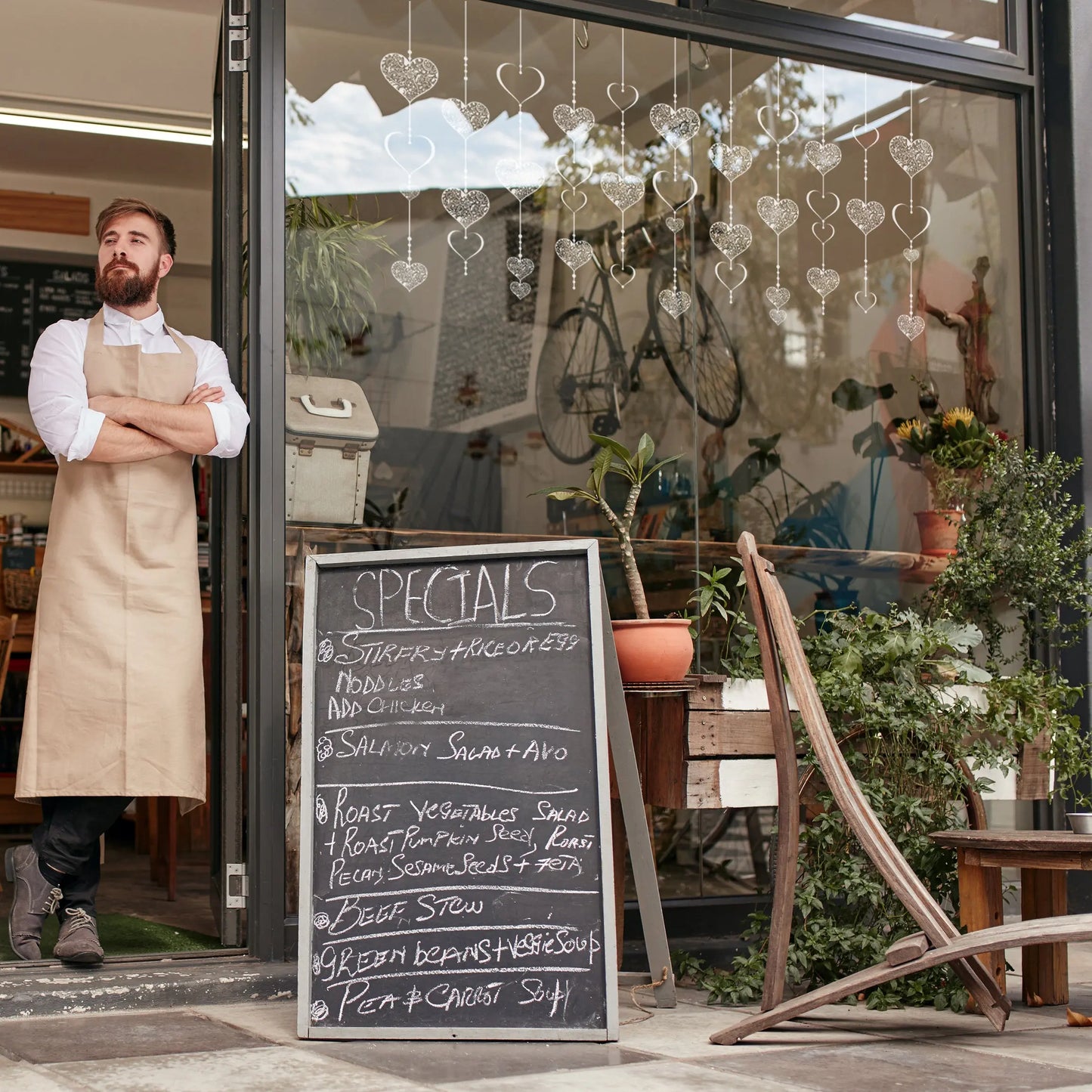 White Floral Valentine Heart Bauble Window Decal - Dizzy Duck Designs