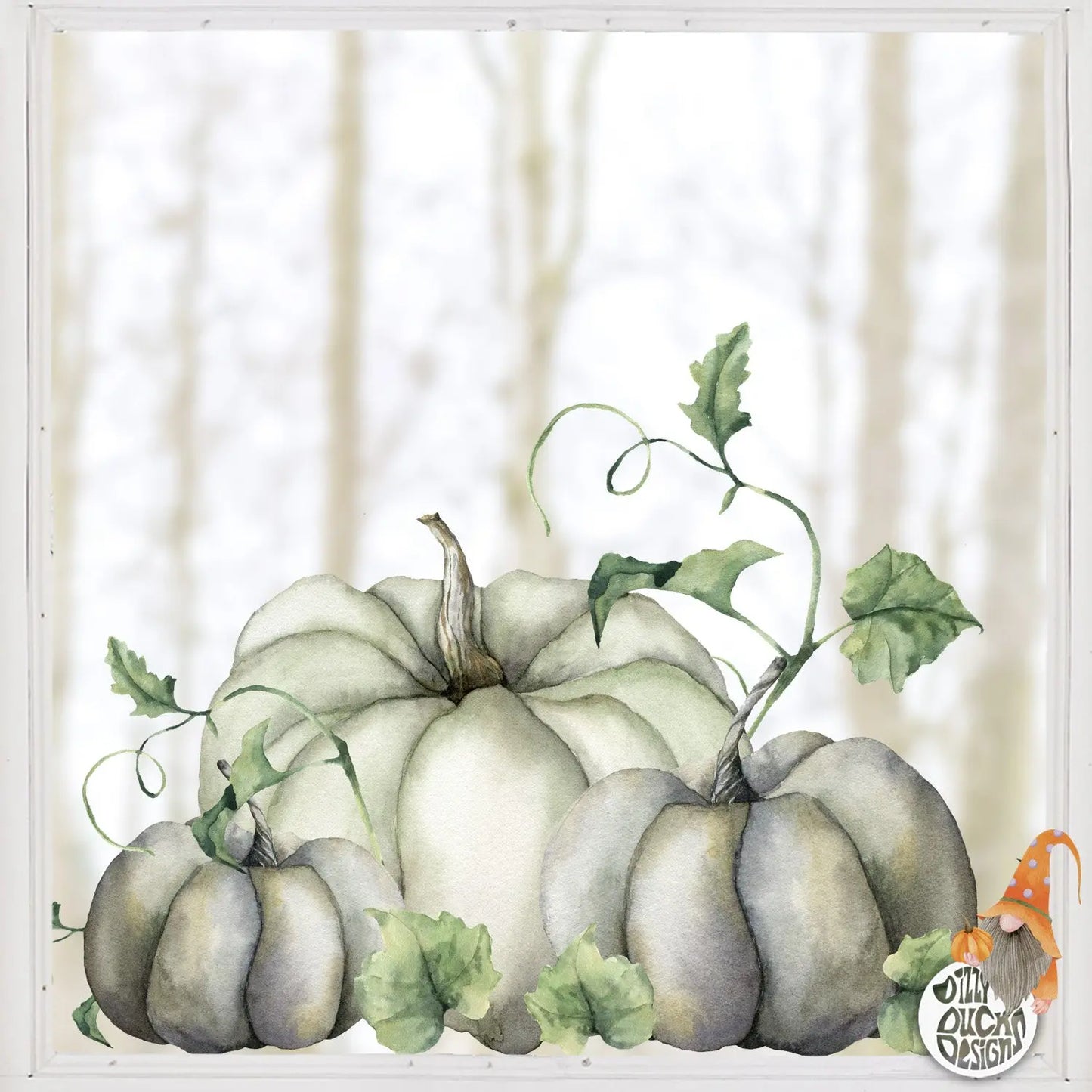 White Pumpkin Decal - Dizzy Duck Designs