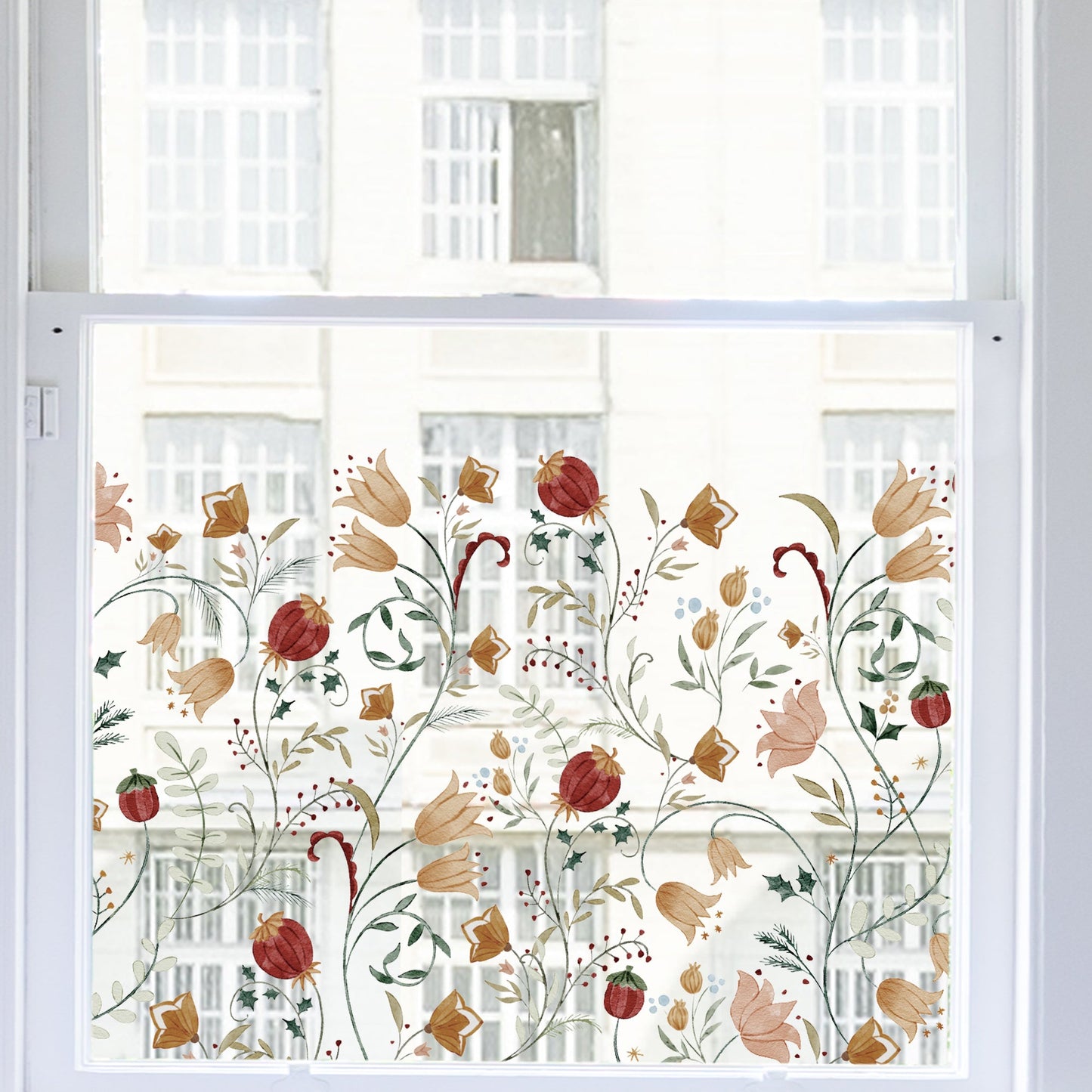 Winter Flower Clear Border Privacy Window Decal - Dizzy Duck Designs