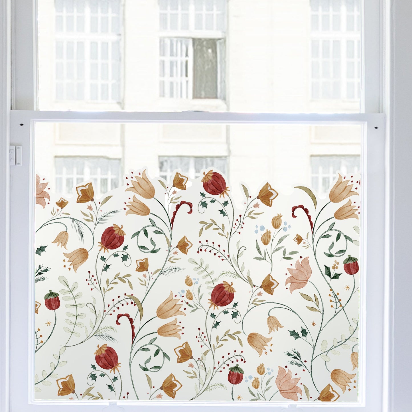 Winter Flower Frosted Privacy Border Window Decal - Dizzy Duck Designs