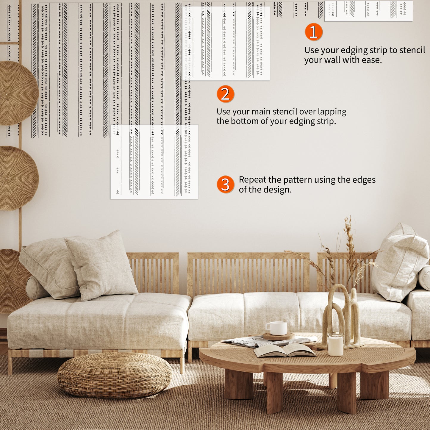 Yanaca Geometric Boho Wall Stencil