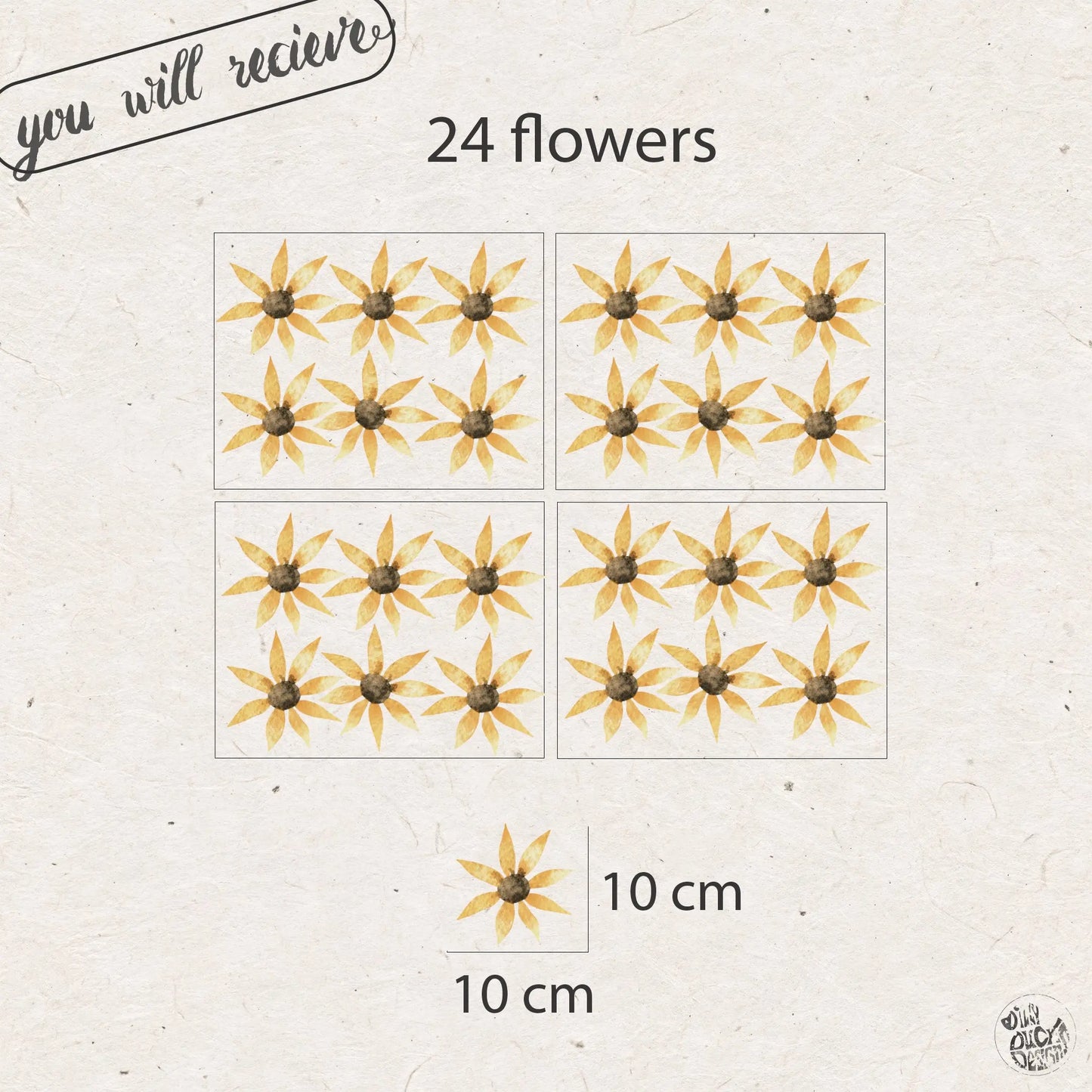 Yellow Flower Wall Decal Set - Dizzy Duck Designs