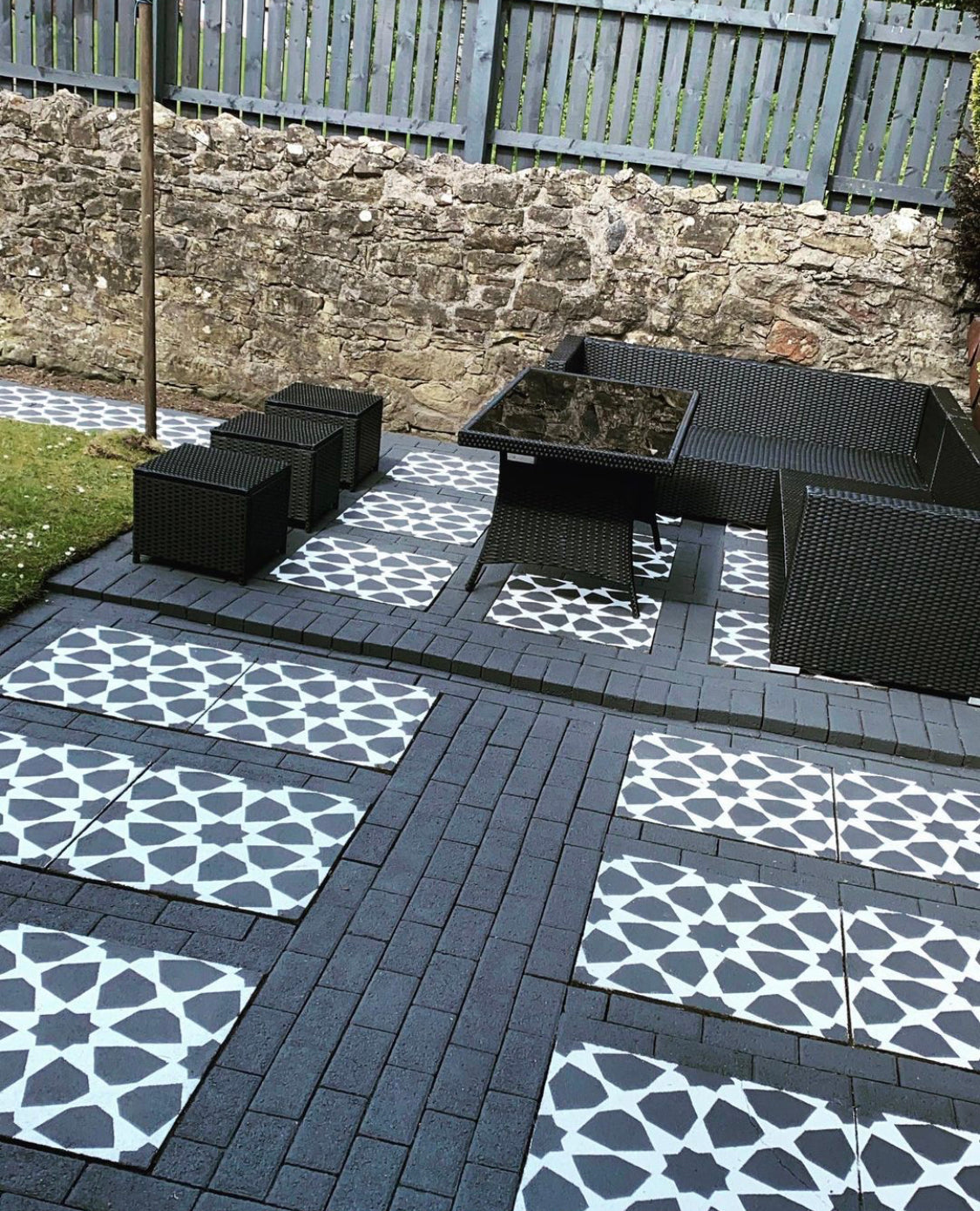 Patio Stencil for Concrete Floor Makeovers 'Amira'