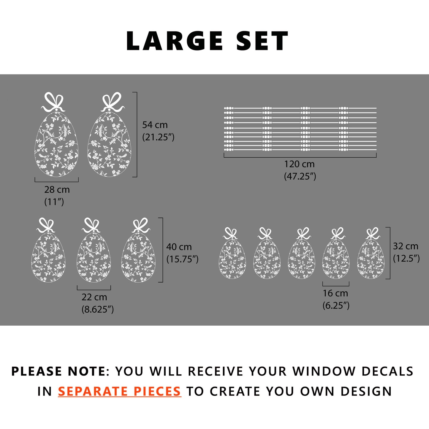 10 x Chinoiserie Easter Egg Window Decals - Clear - Dizzy Duck Designs