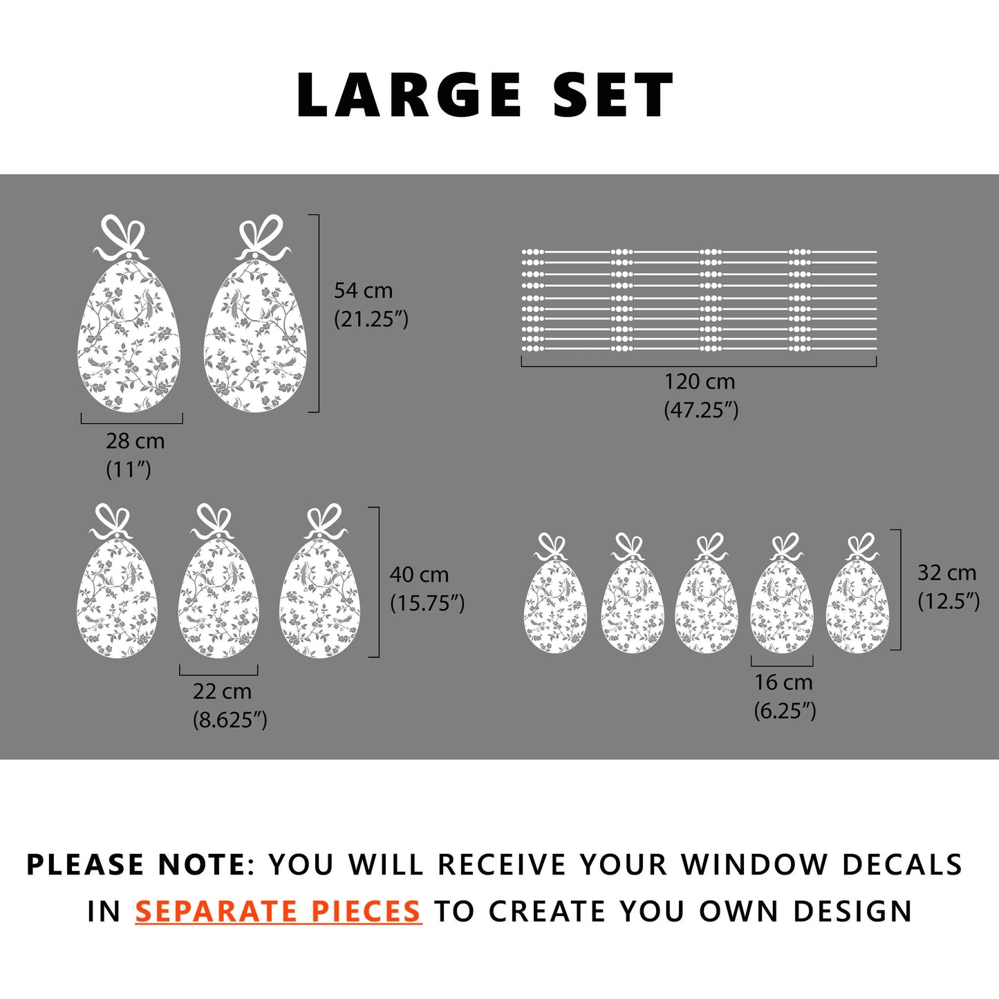 10 x Chinoiserie Easter Egg Window Decals - White - Dizzy Duck Designs