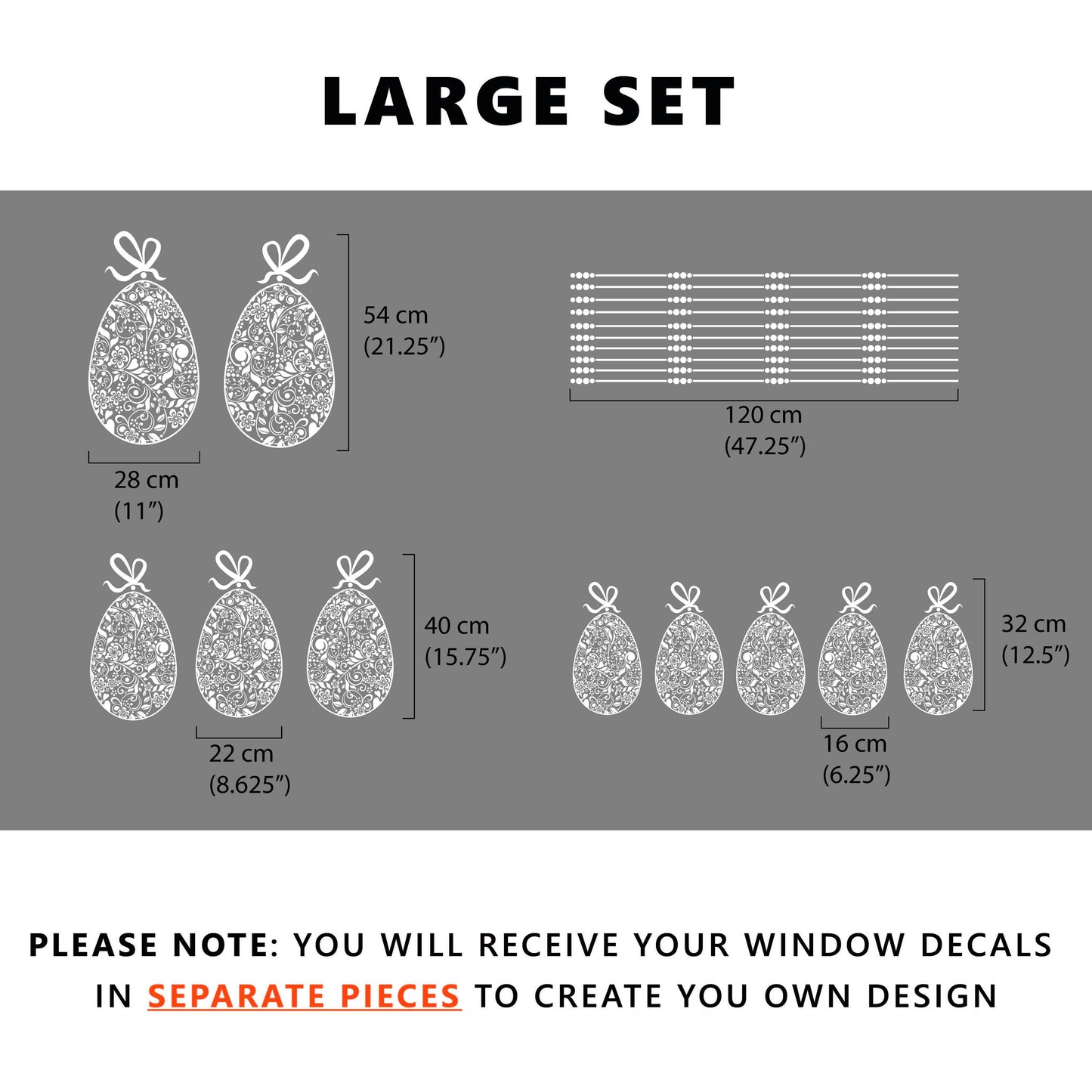 10 x Floral Easter Egg Window Decals - Clear - Dizzy Duck Designs