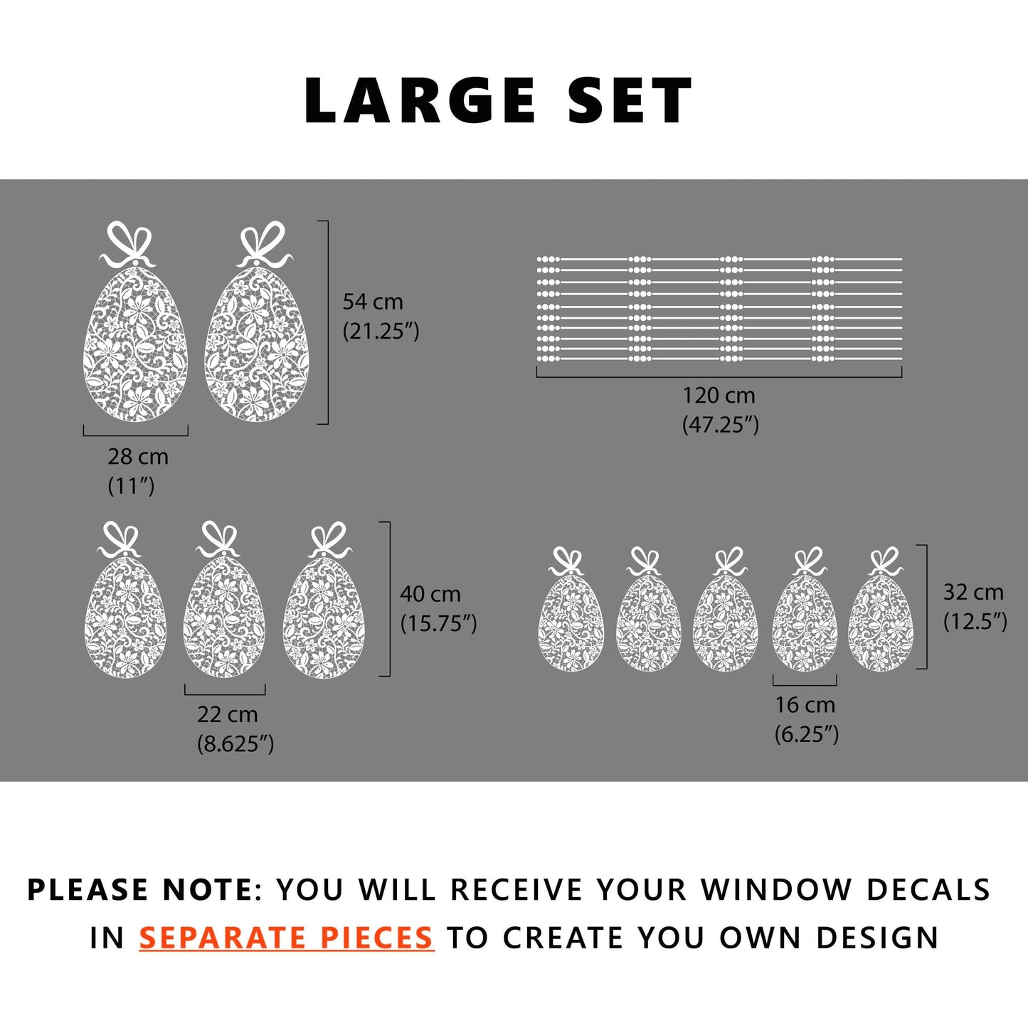 10 x Lace Easter Egg Window Decals - Clear - Dizzy Duck Designs