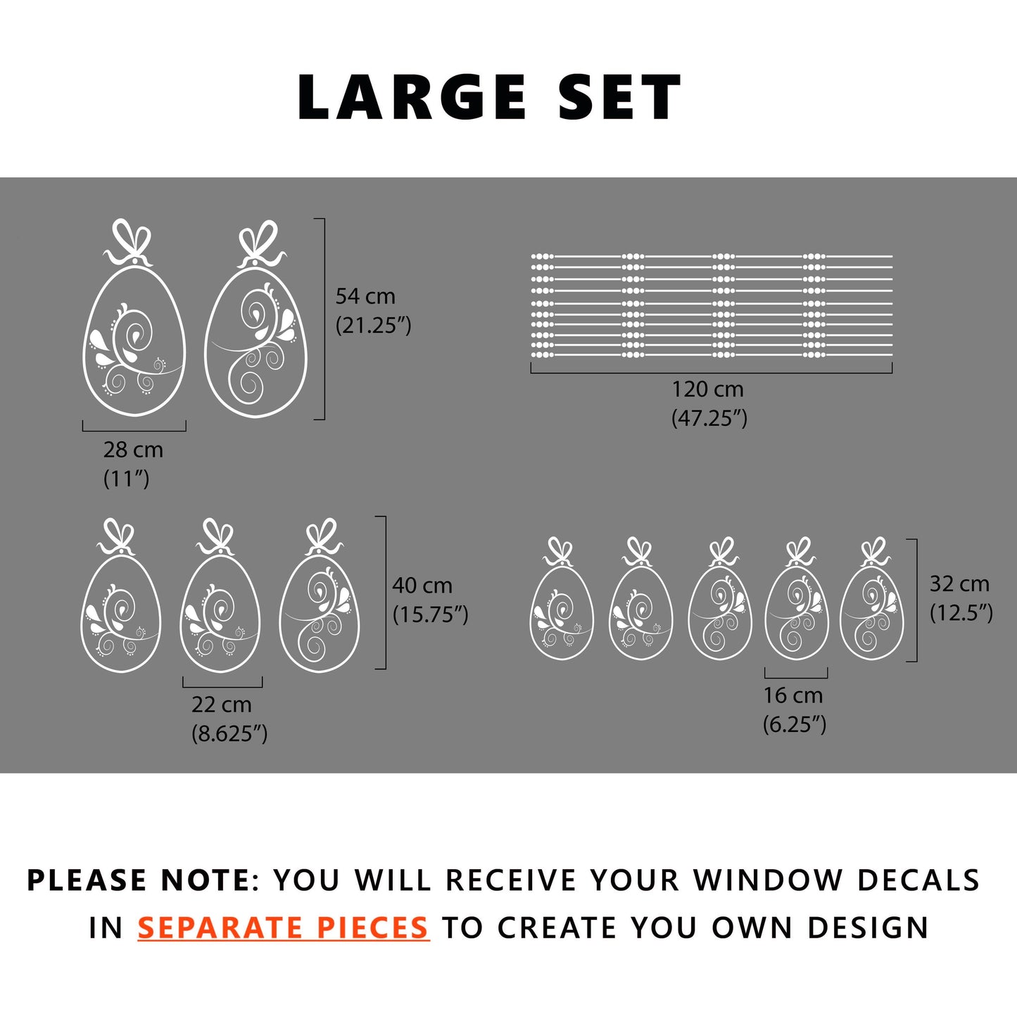 10 x Swirl Easter Egg Window Decals - Clear - Dizzy Duck Designs