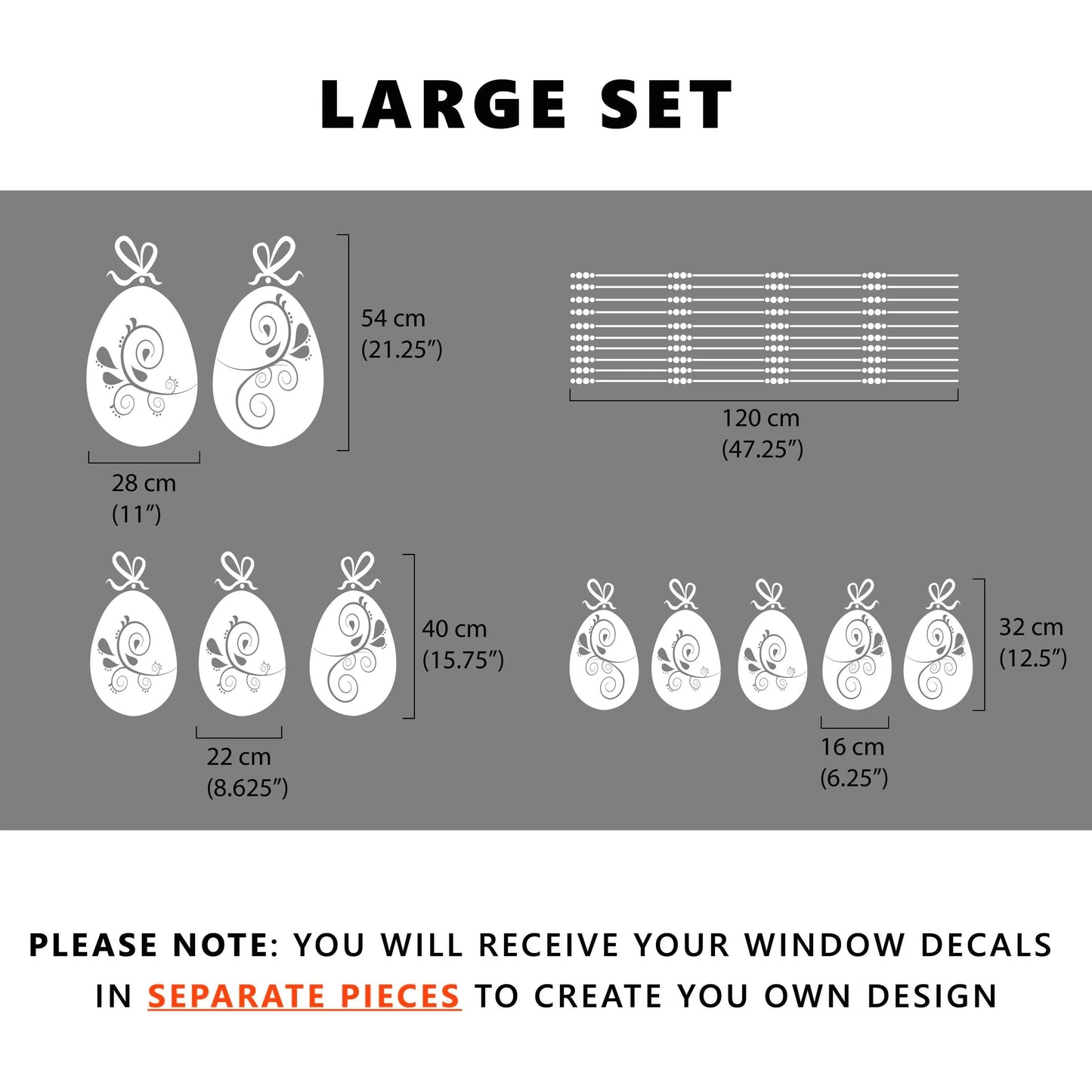 10 x Swirl Easter Egg Window Decals - White - Dizzy Duck Designs