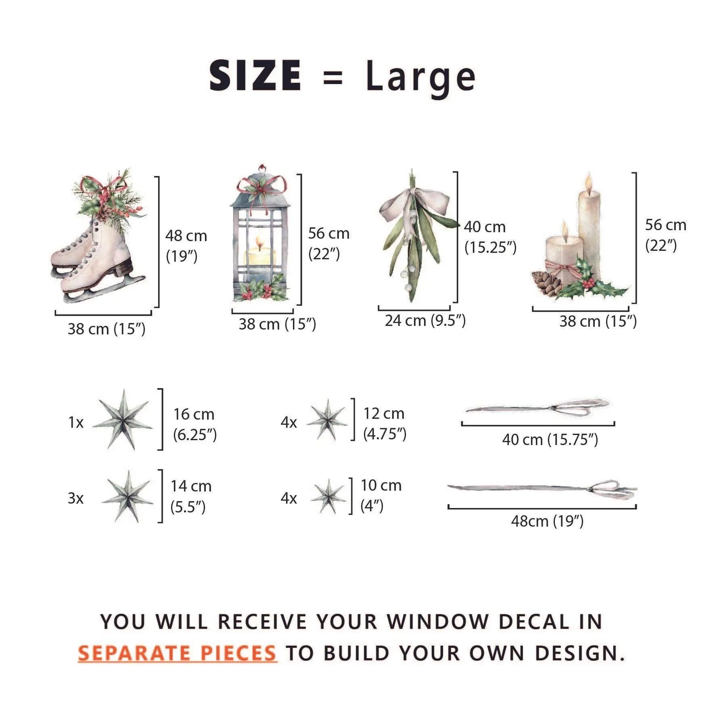 16 Christmas Decoration Window Decals - Dizzy Duck Designs