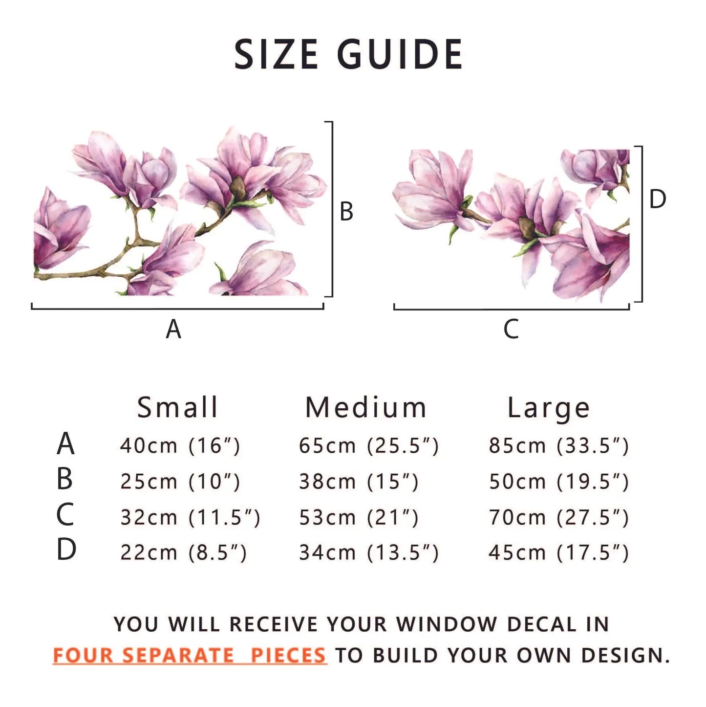 2x Pink Magnolias Window Decal Corners - Dizzy Duck Designs