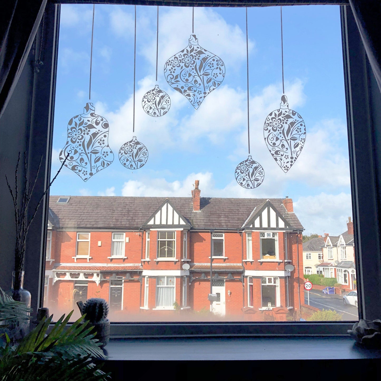 6 x Floral Baubles Christmas Window Decals - Dizzy Duck Designs