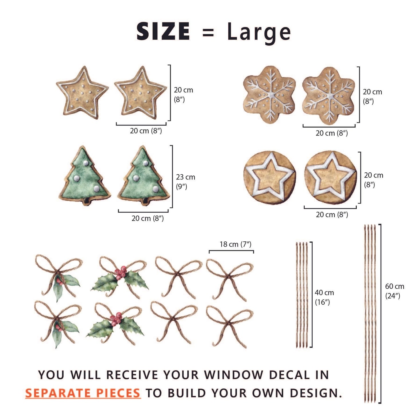 8 Christmas Cookies Shop Window Decals - Dizzy Duck Designs