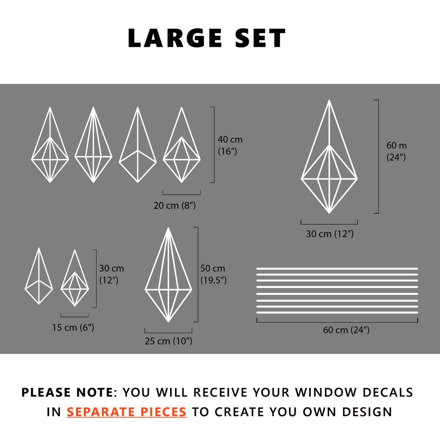 8 x Diamond Baubles Christmas Window Decals - Dizzy Duck Designs