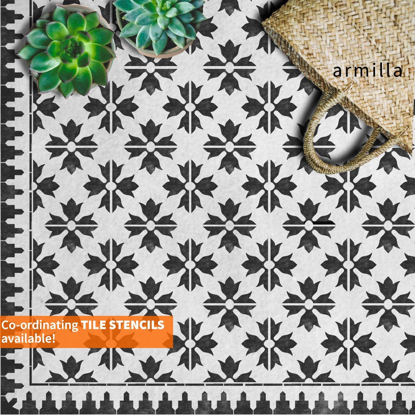 AKHISAR Tile Border Stencil - Dizzy Duck Designs