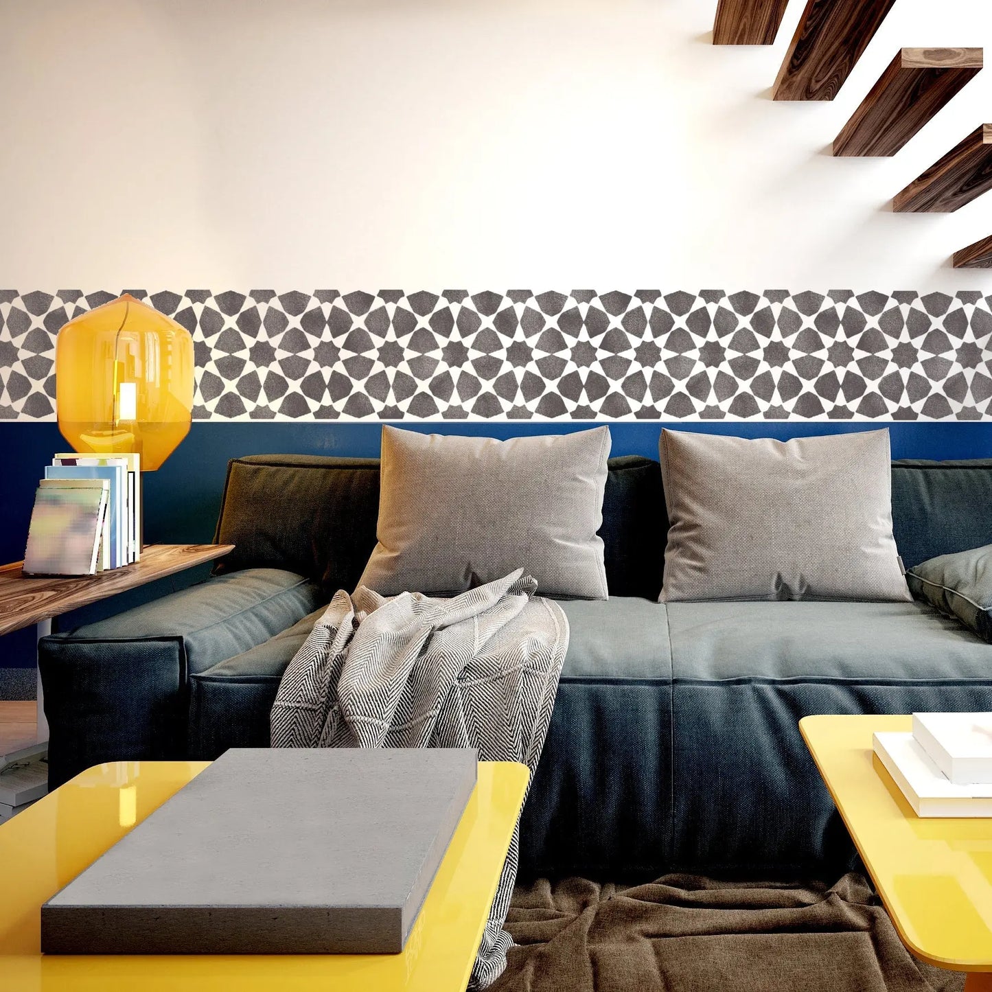 AMIRA Tile Border Stencil - Dizzy Duck Designs