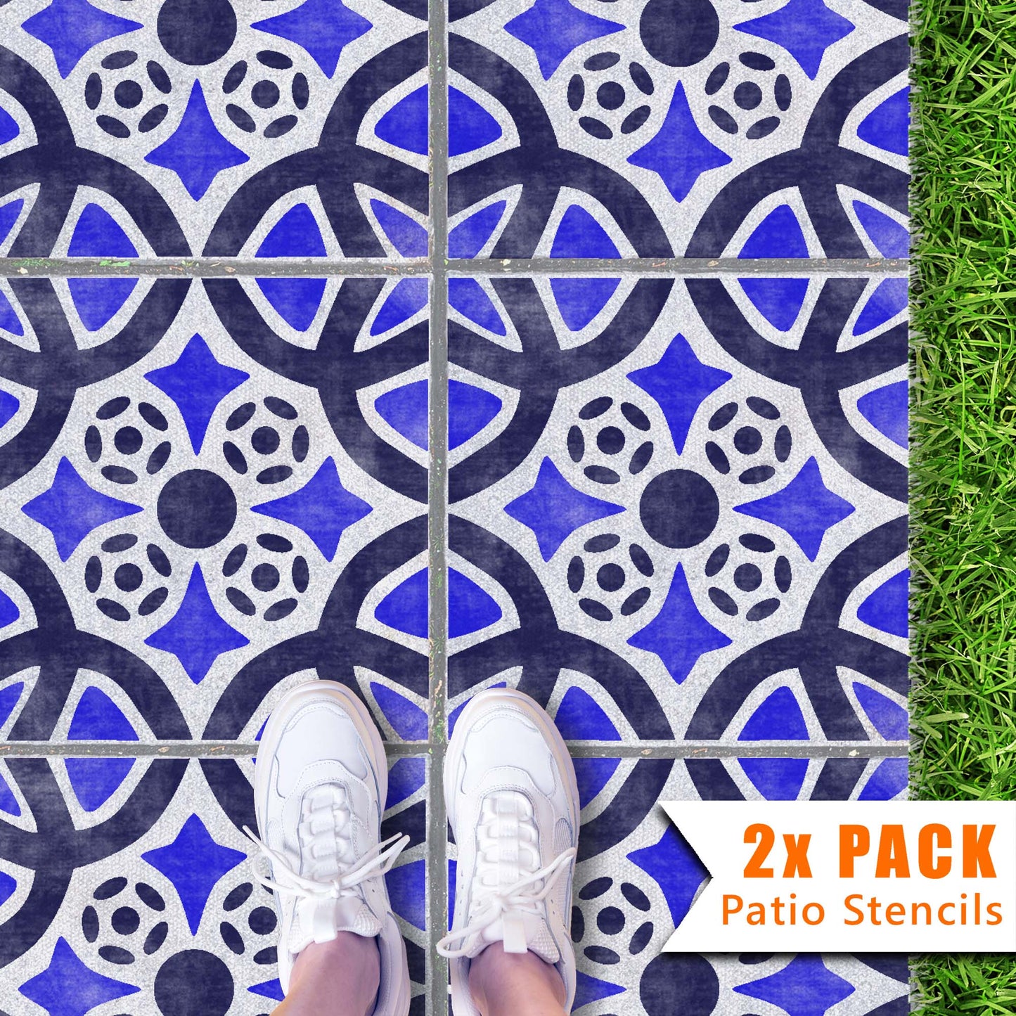 Almeria Patio Stencil - Square Slabs - Dizzy Duck Designs