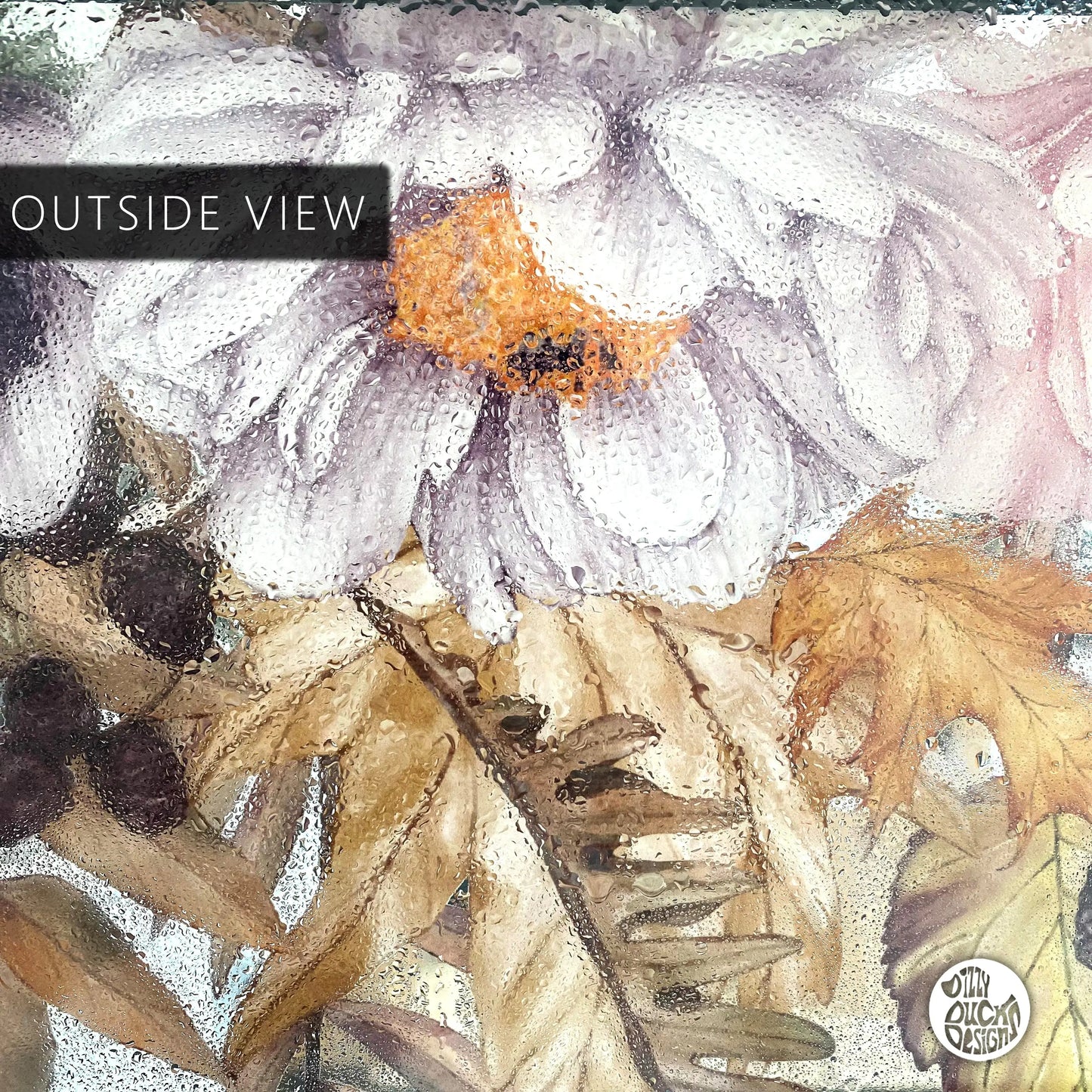 Autumn Flowers Clear Window Privacy Border - Dizzy Duck Designs