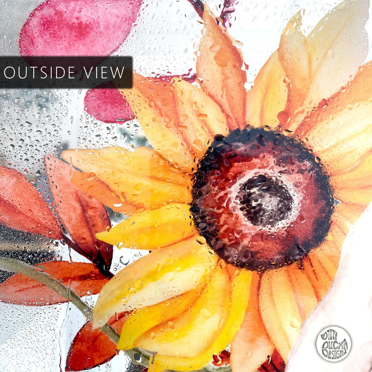 Autumn Sunflower Clear Window Privacy Border - Dizzy Duck Designs
