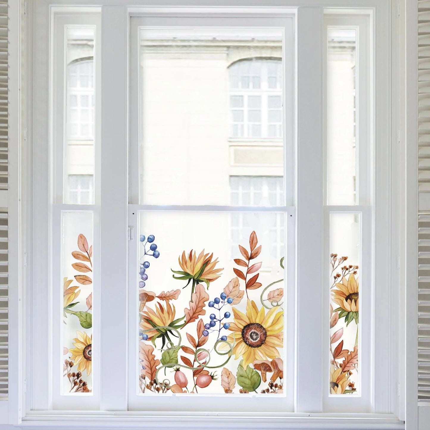 Autumn Sunflower Clear Window Privacy Border - Dizzy Duck Designs