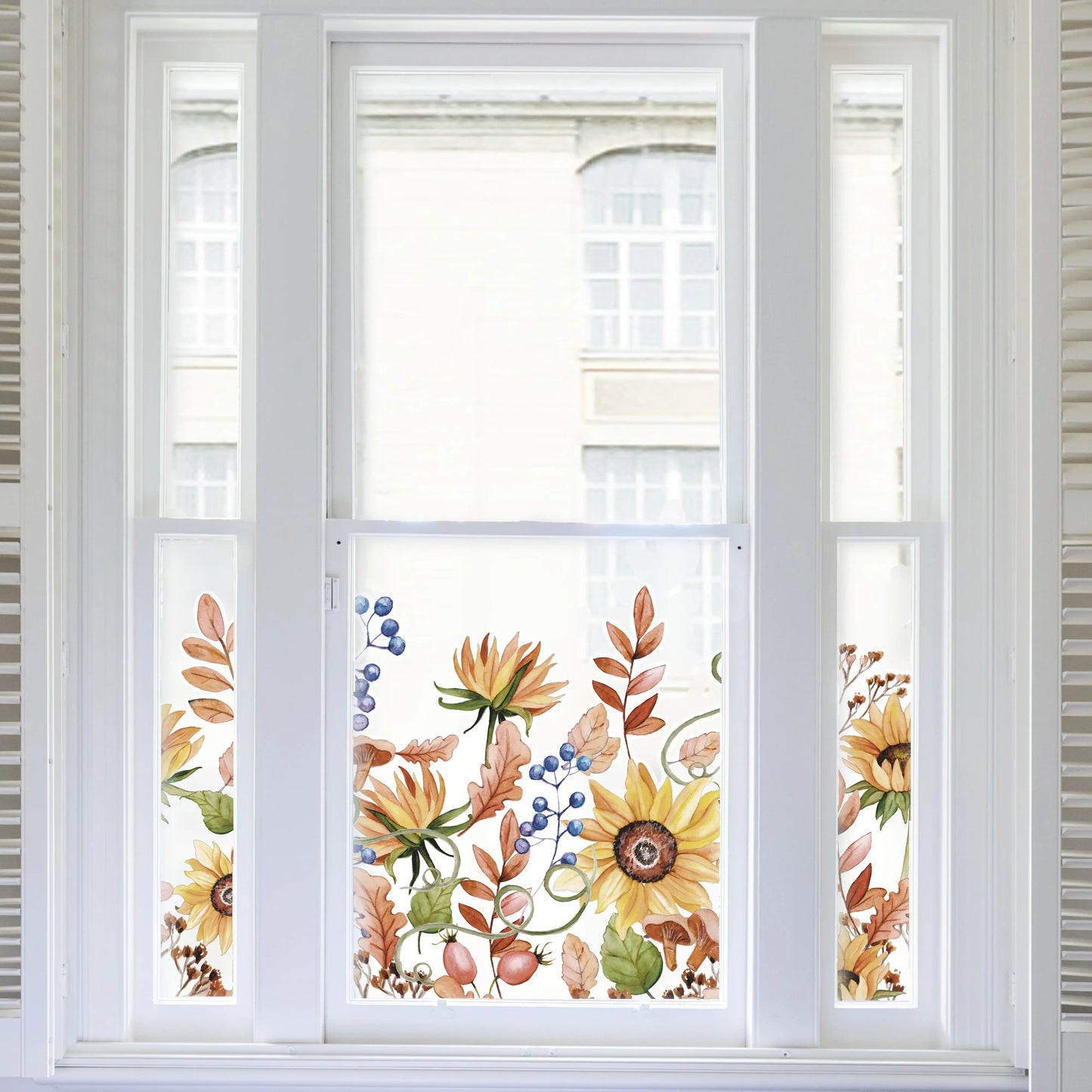 Autumn Sunflower Frosted Window Privacy Border - Dizzy Duck Designs