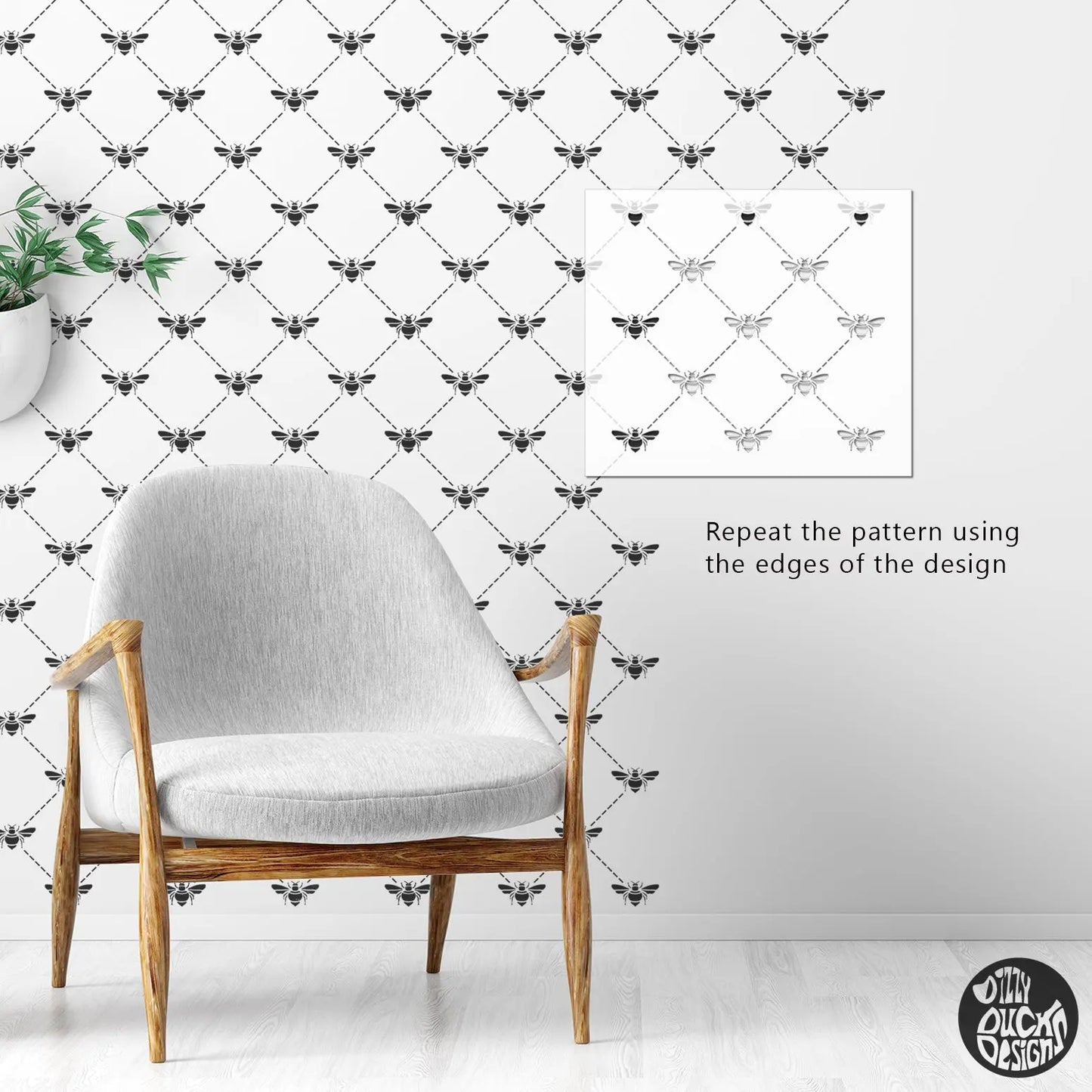Bee Trellis Wall Stencil - Dizzy Duck Designs