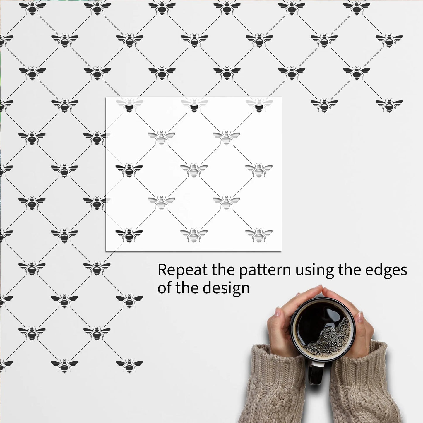 Bee Trellis Furniture Stencil - Dizzy Duck Designs