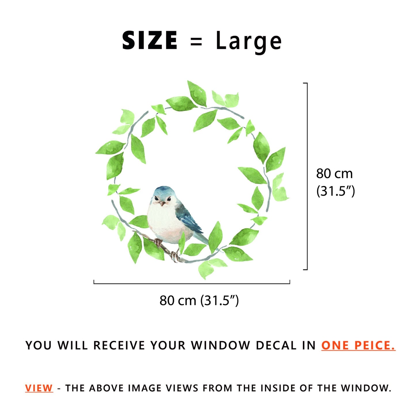 Blue Bird Wreath Window Decal - Dizzy Duck Designs