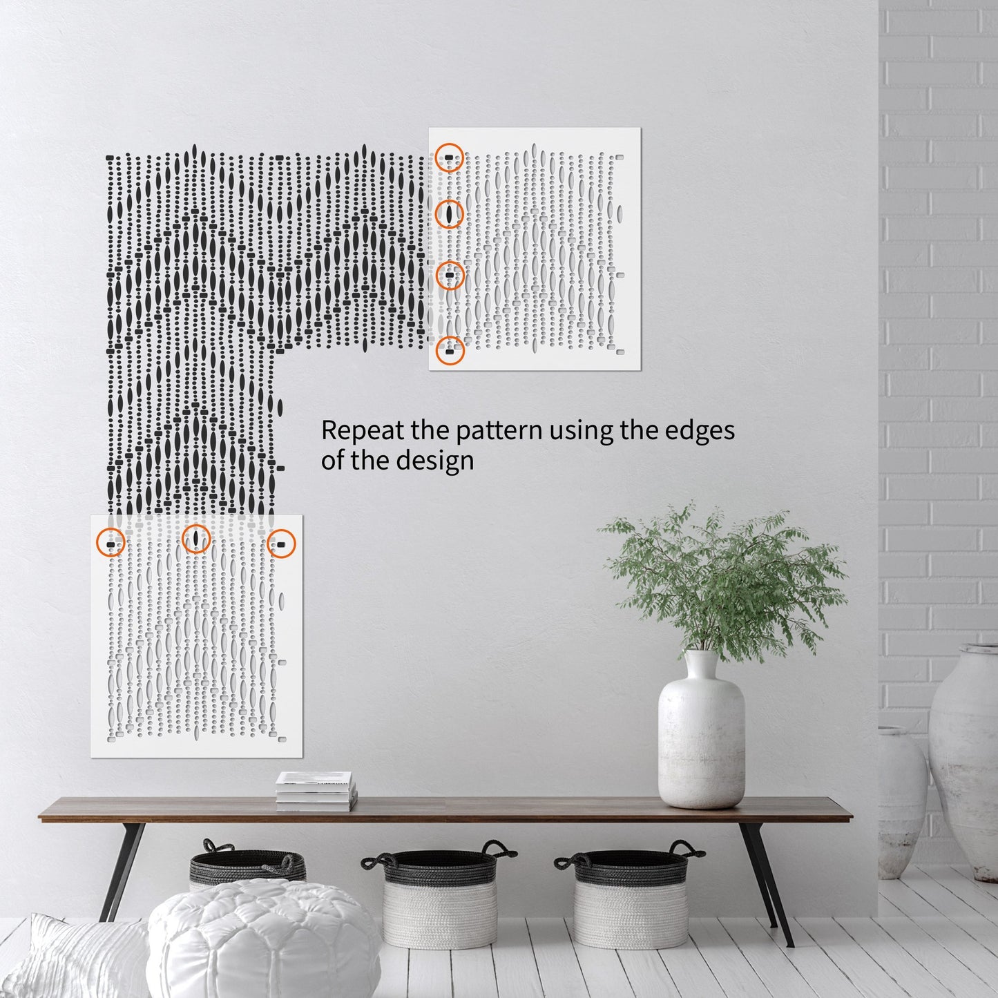 Boho Bead Curtain Wall Stencil - Dizzy Duck Designs