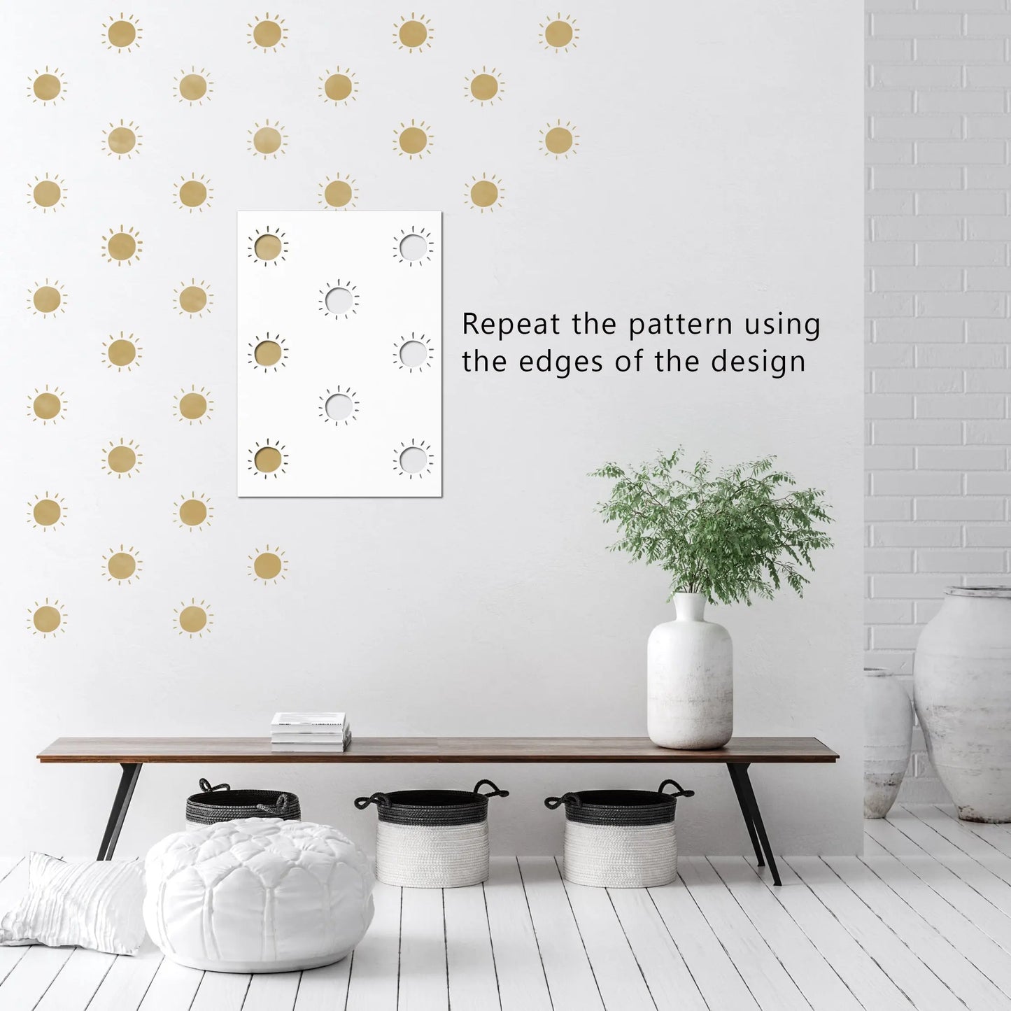 Boho Full Sun Wall Stencil - Dizzy Duck Designs