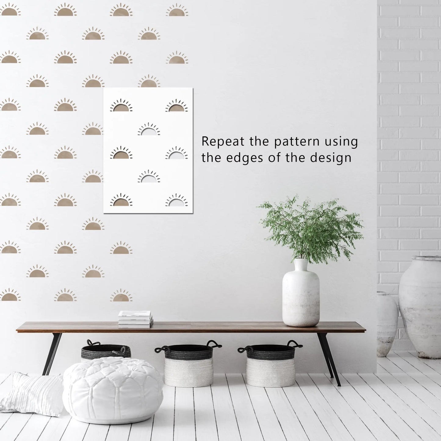 Boho Sunrise Wall Stencil - Dizzy Duck Designs