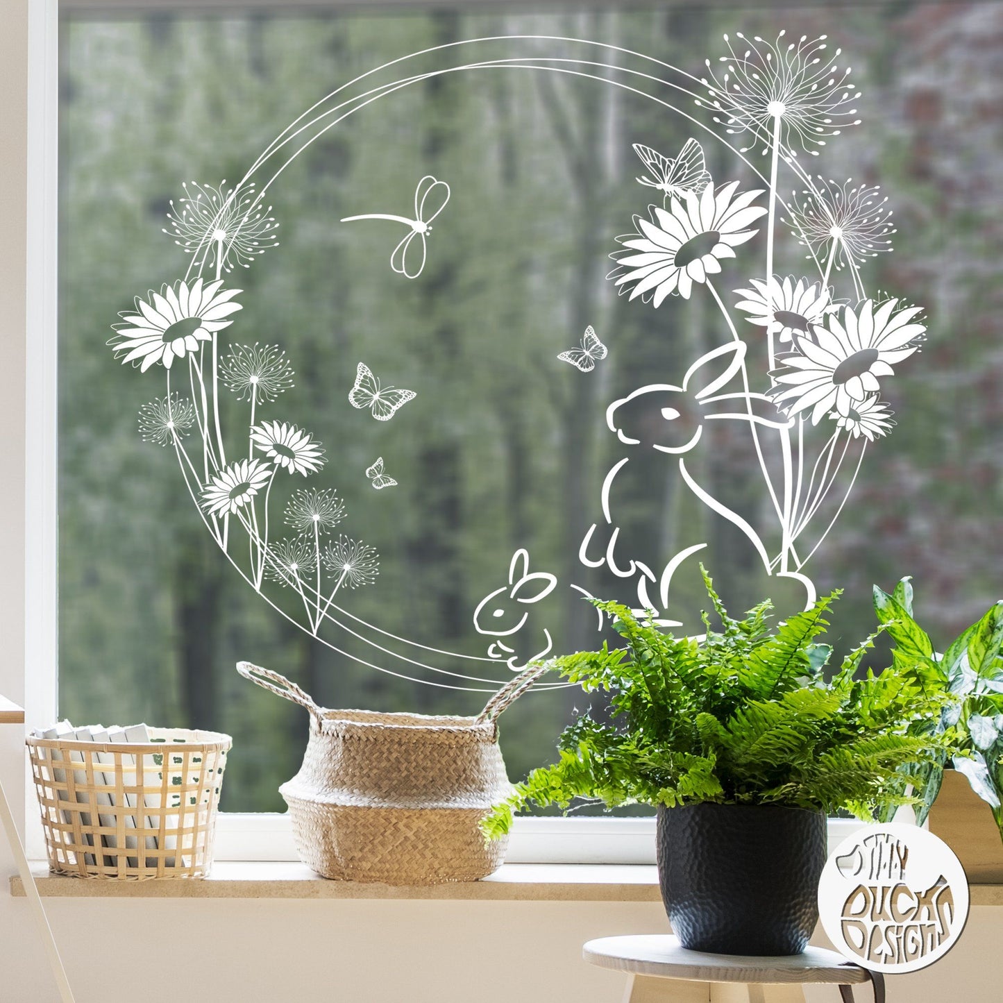 Bunny Meadow Ring Window Decal - Dizzy Duck Designs