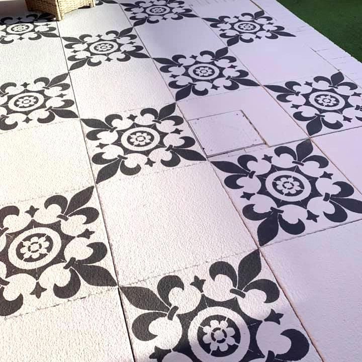 Cambridge Patio Stencil - Square Slabs - Dizzy Duck Designs