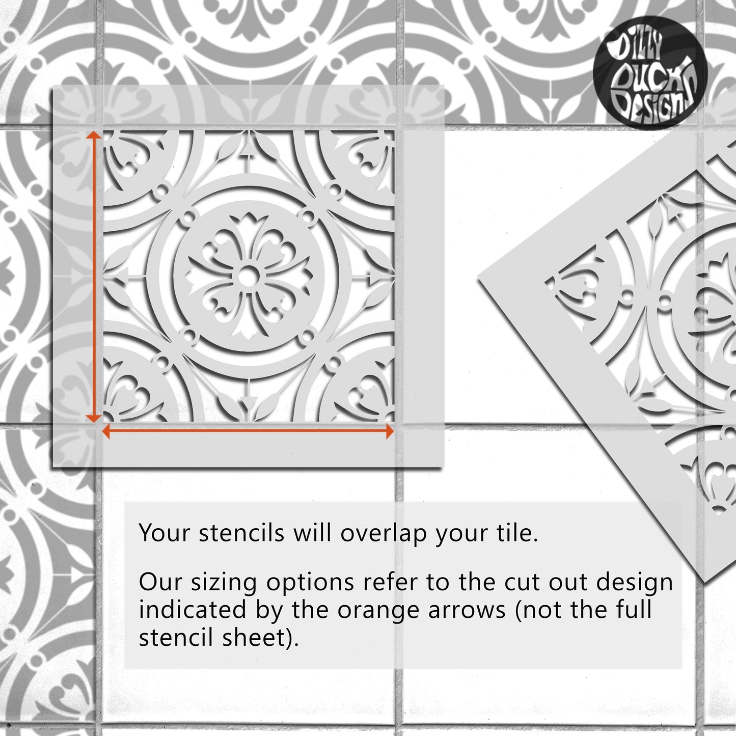 Canterbury Tile Stencil - Dizzy Duck Designs
