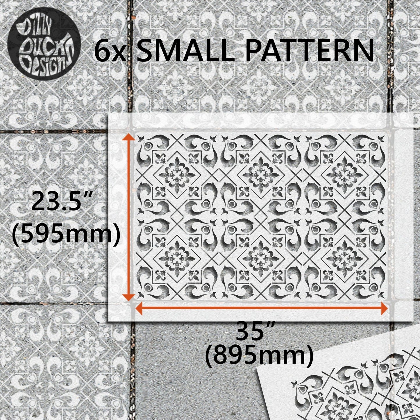 Cassis Patio Stencil - Rectangle Slabs - Dizzy Duck Designs