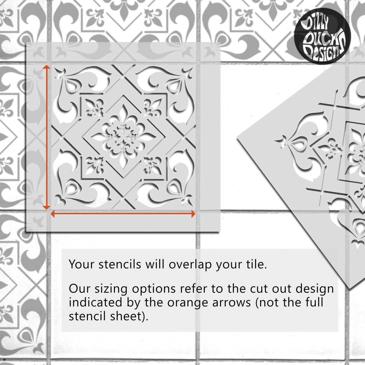 Cassis Tile Stencil - Dizzy Duck Designs