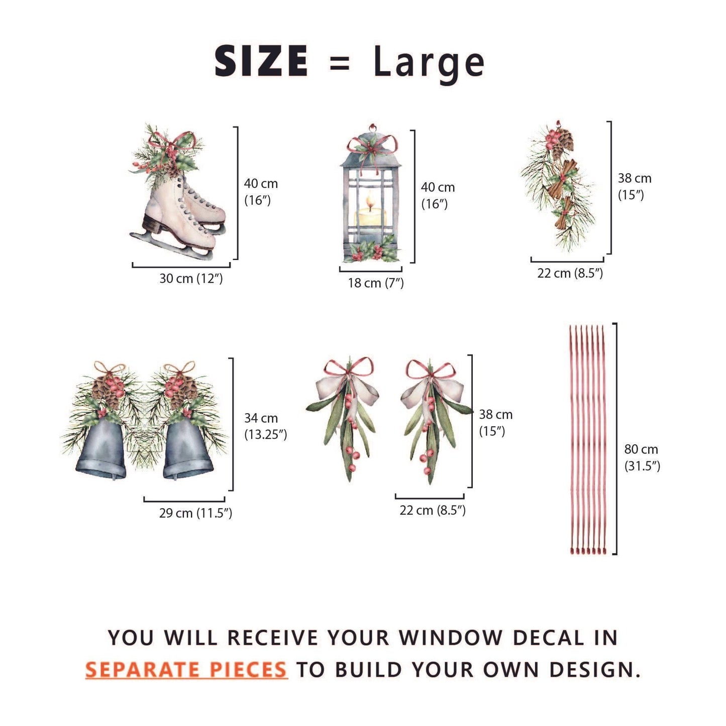 Christmas Bauble Shop Window Decals - Red - Dizzy Duck Designs