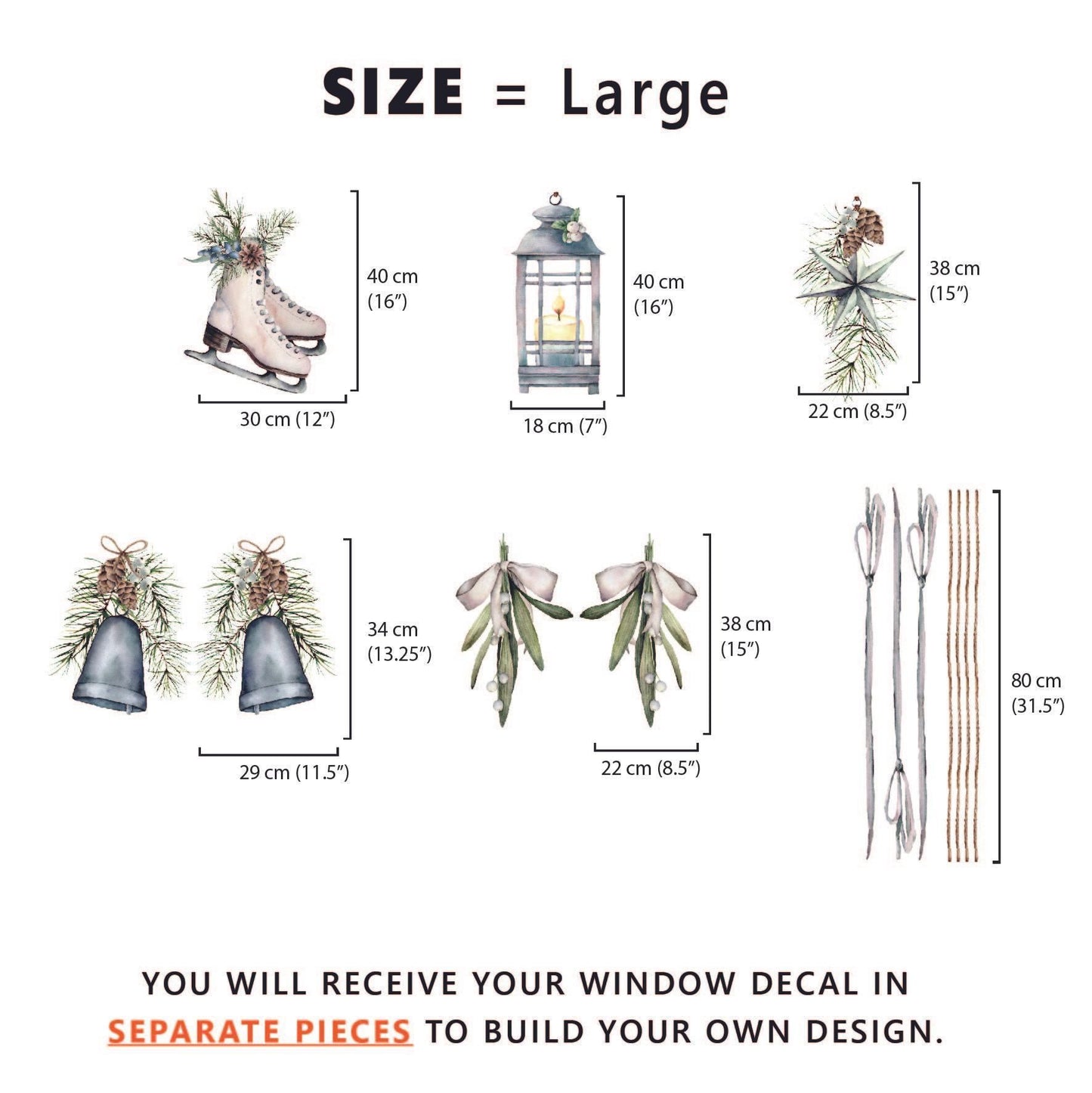 Christmas Bauble Shop Window Decals - White - Dizzy Duck Designs