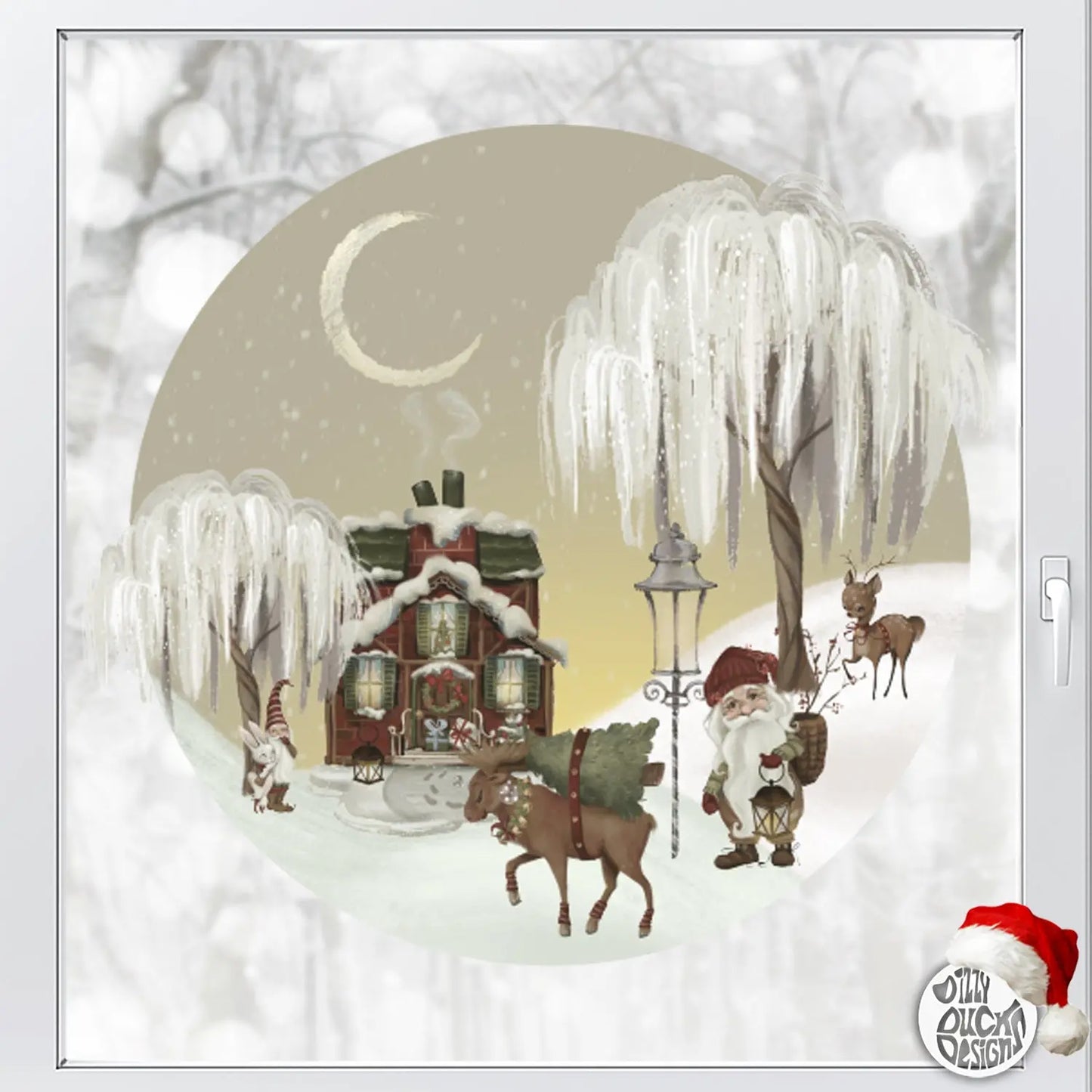 Christmas Gnome Winter Scene Window Decal - Dizzy Duck Designs