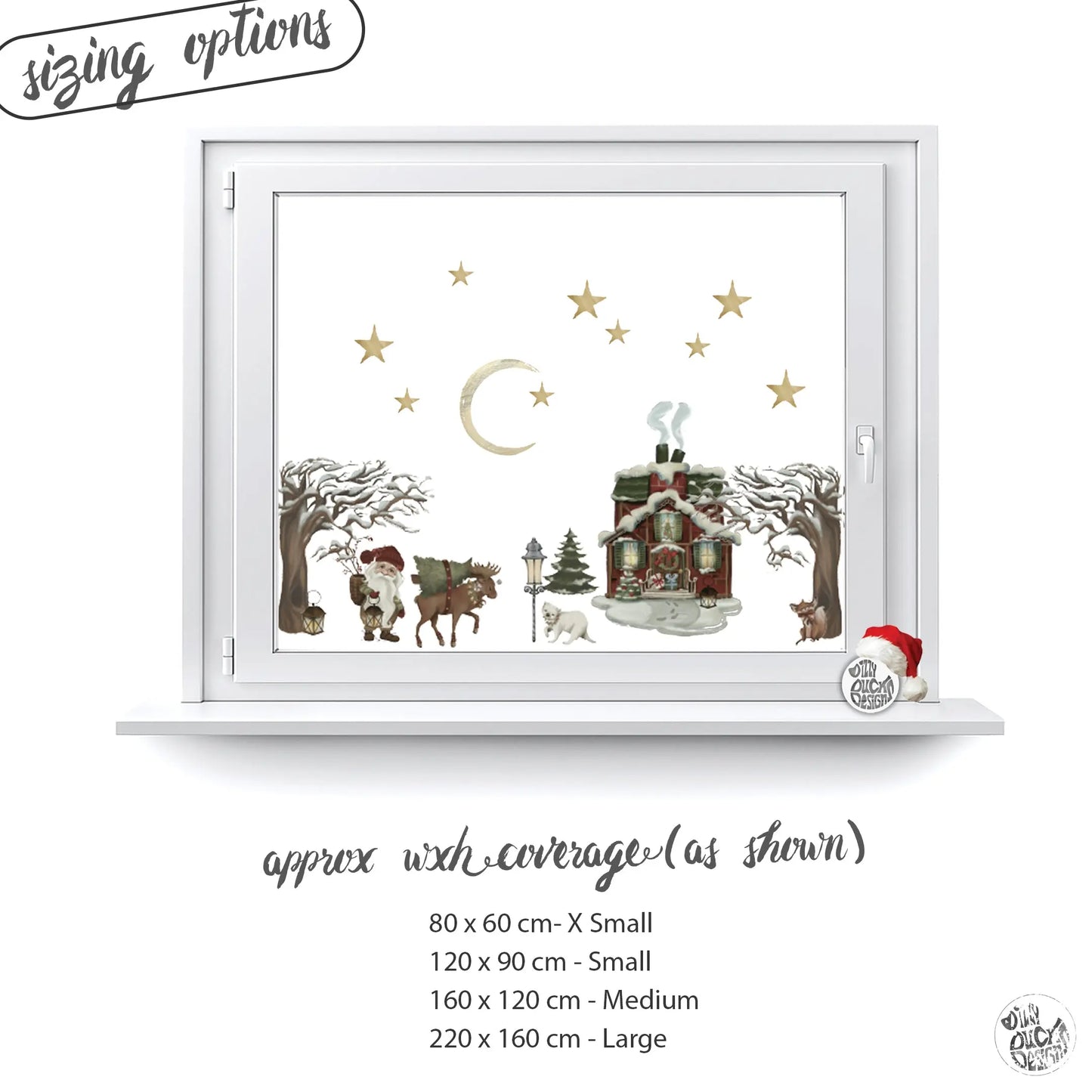 Christmas Gnome Winter Scene Window Decal Set - Dizzy Duck Designs