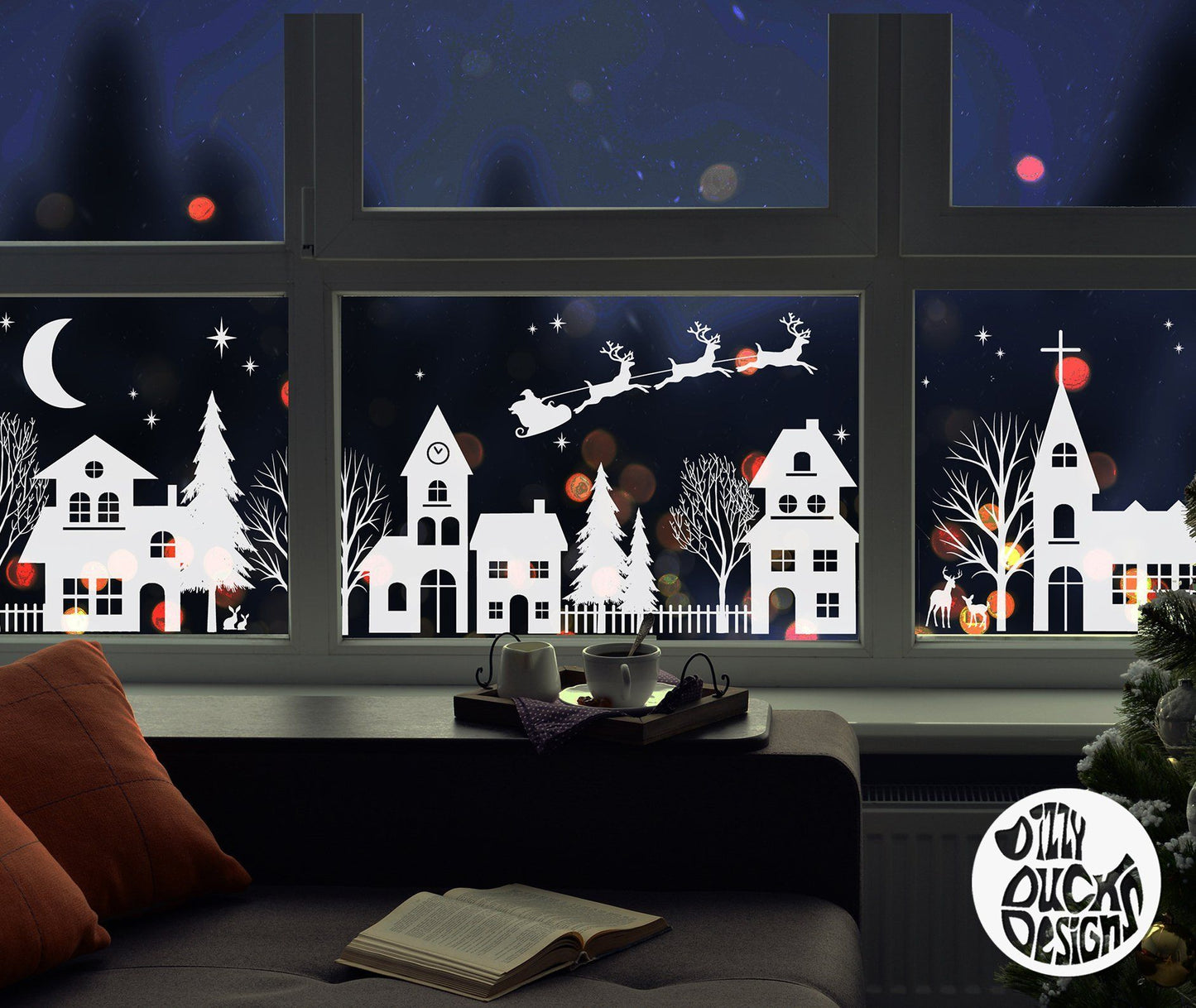 Christmas Village Window Decal - Dizzy Duck Designs