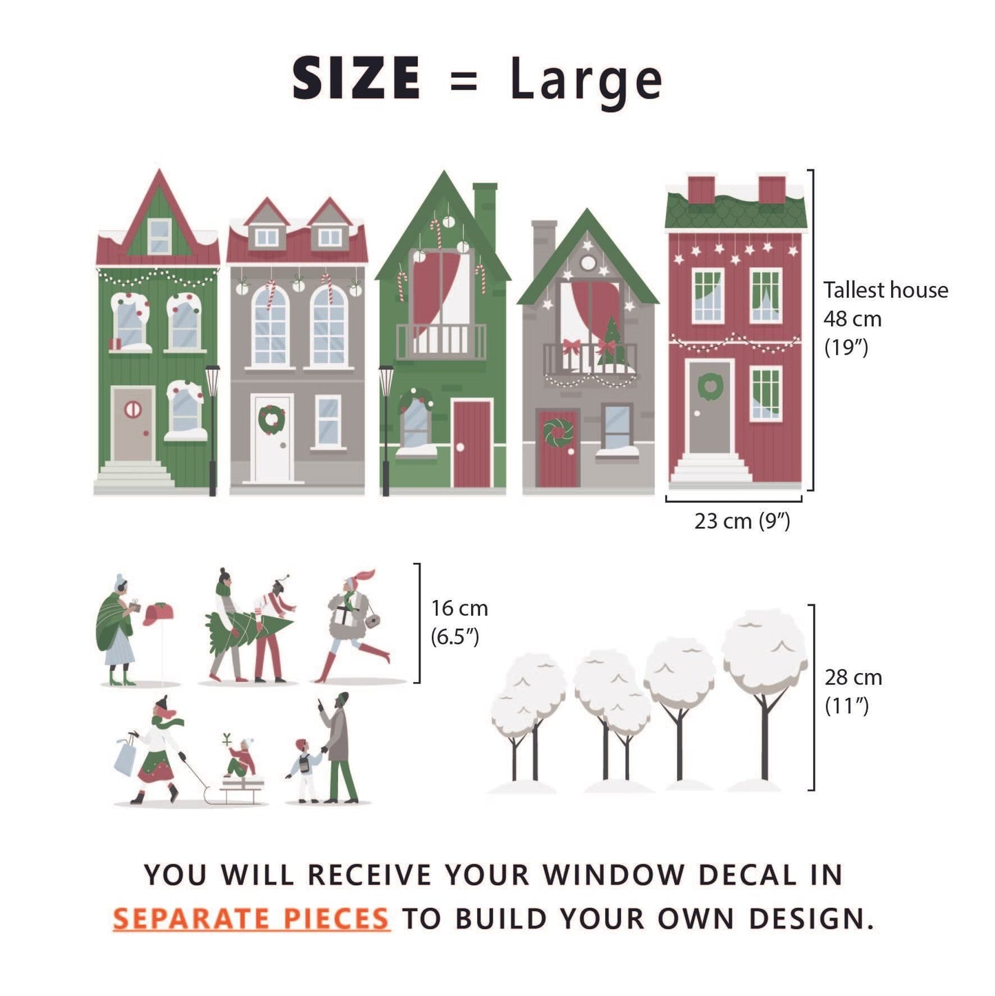 Christmas Winter City Window Decal Set - Dizzy Duck Designs