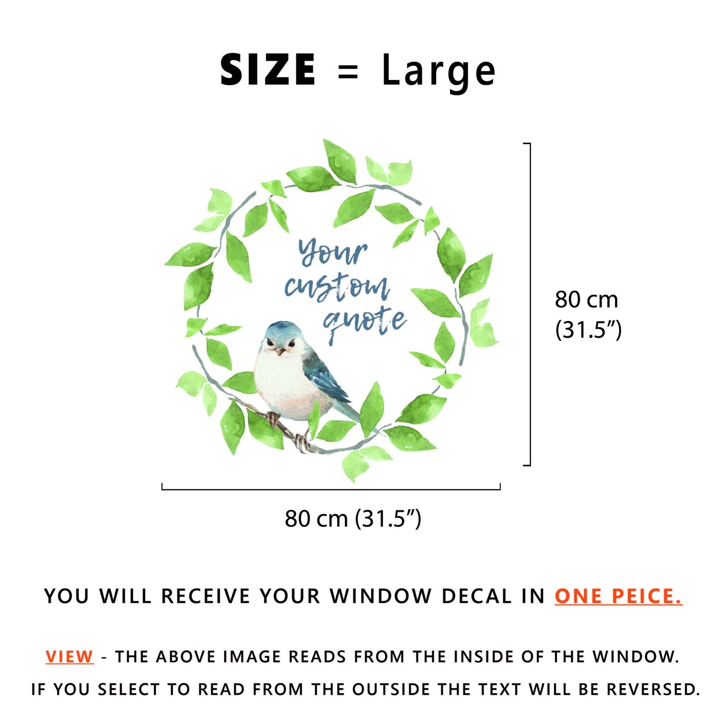Custom Quote Blue Bird Wreath Window Decal - Dizzy Duck Designs