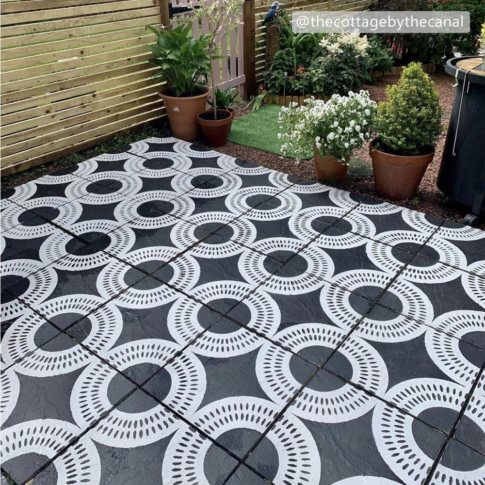 Desert Sands Patio Stencil - Square Slabs - Dizzy Duck Designs