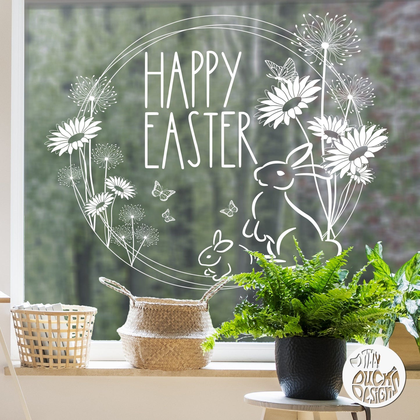Easter Bunny Ring Window Decal - Dizzy Duck Designs