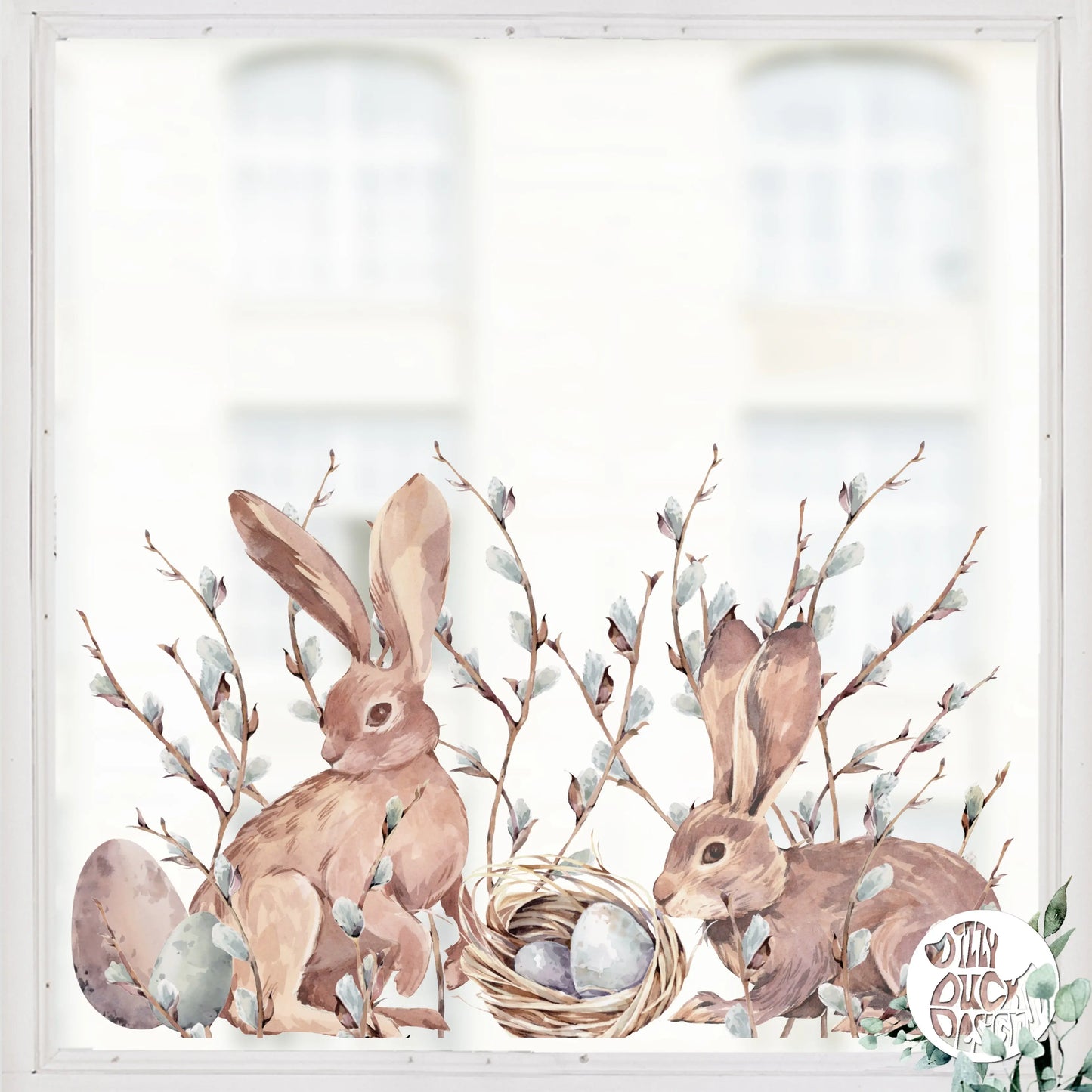 Easter Bunny Willow Window Decal - Dizzy Duck Designs