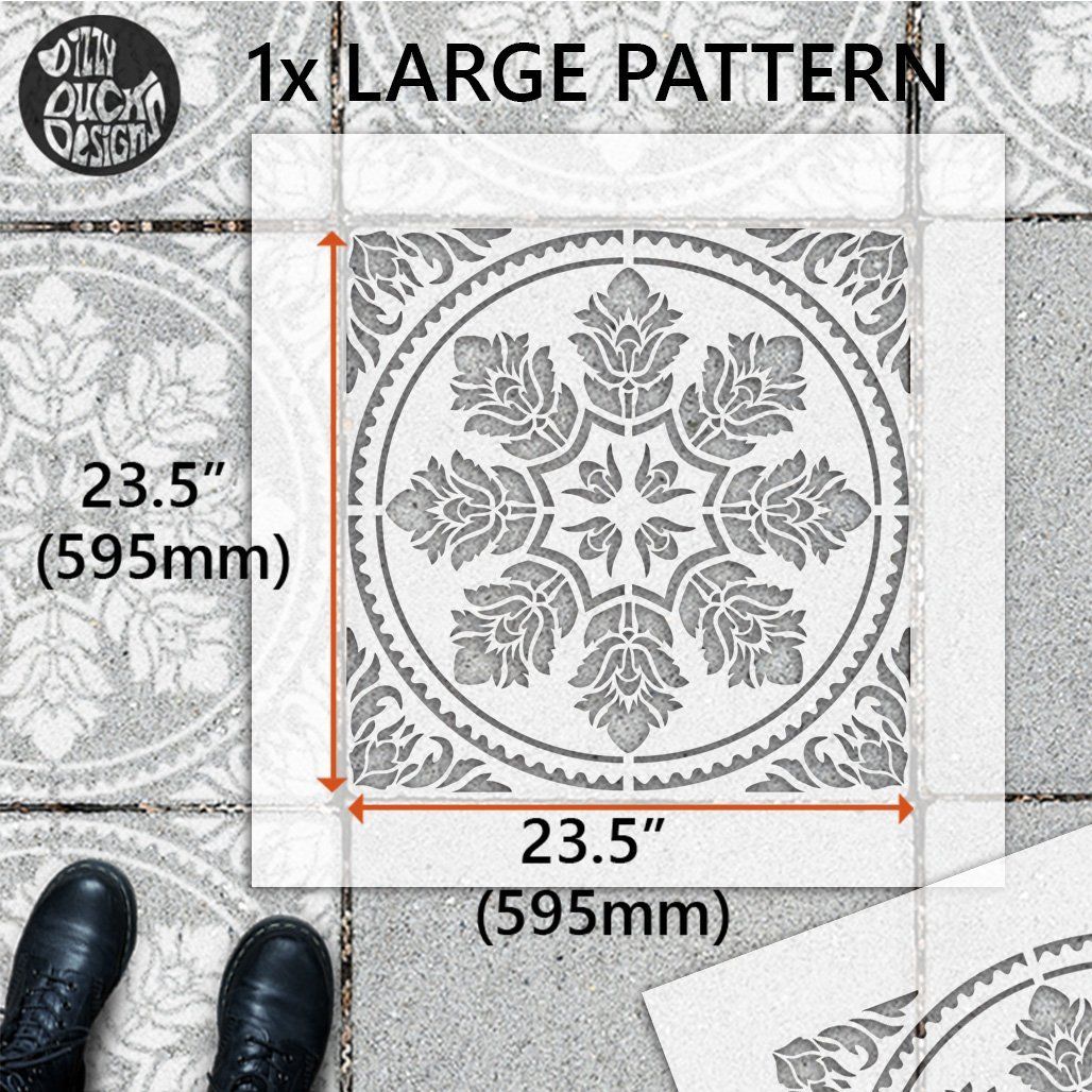 Edessa Patio Stencil - Square Slabs - Dizzy Duck Designs