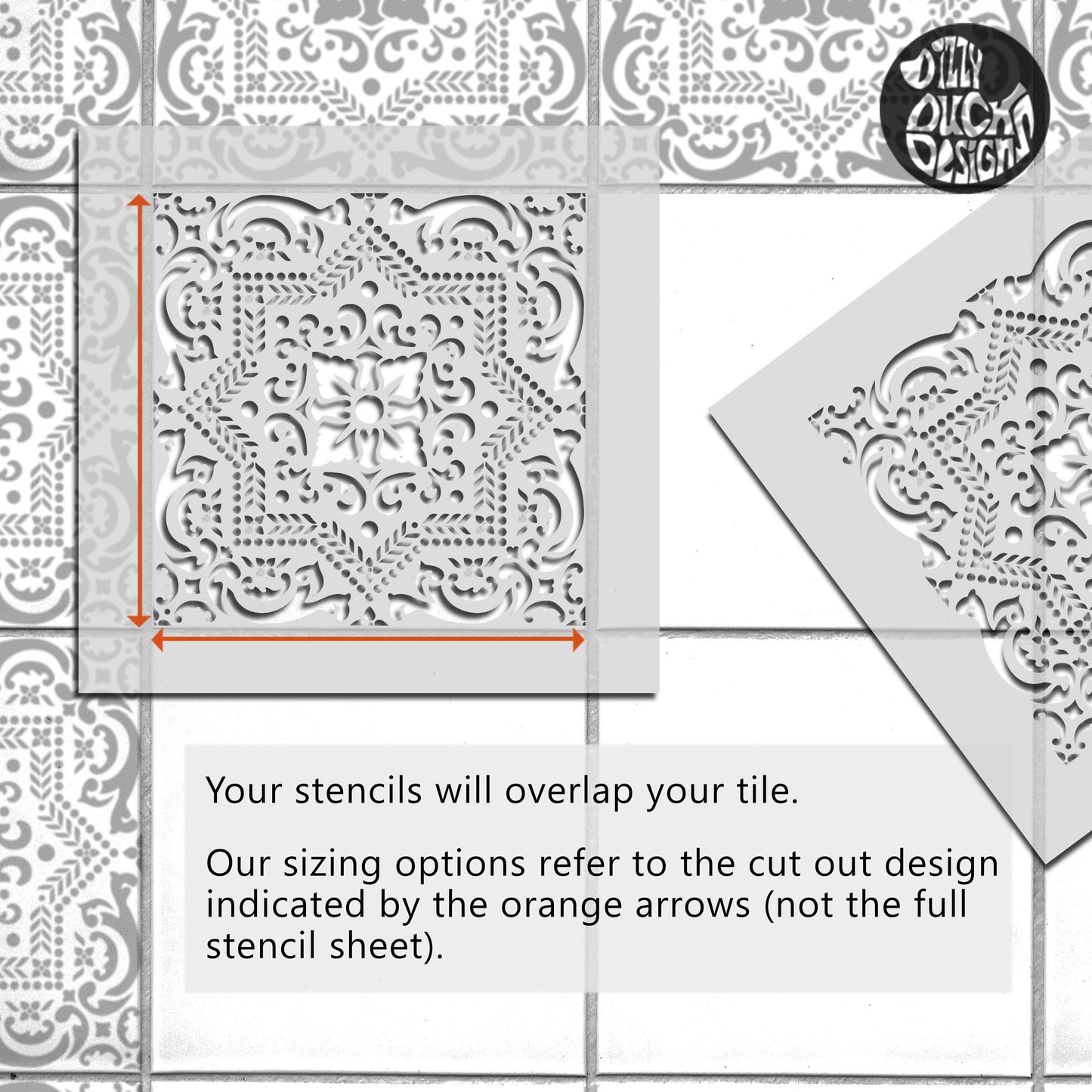 Evora Tile Stencil - Dizzy Duck Designs