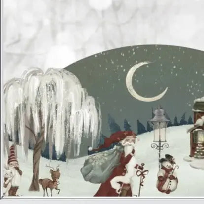 Father Christmas Winter Scene Window Decal - Dizzy Duck Designs